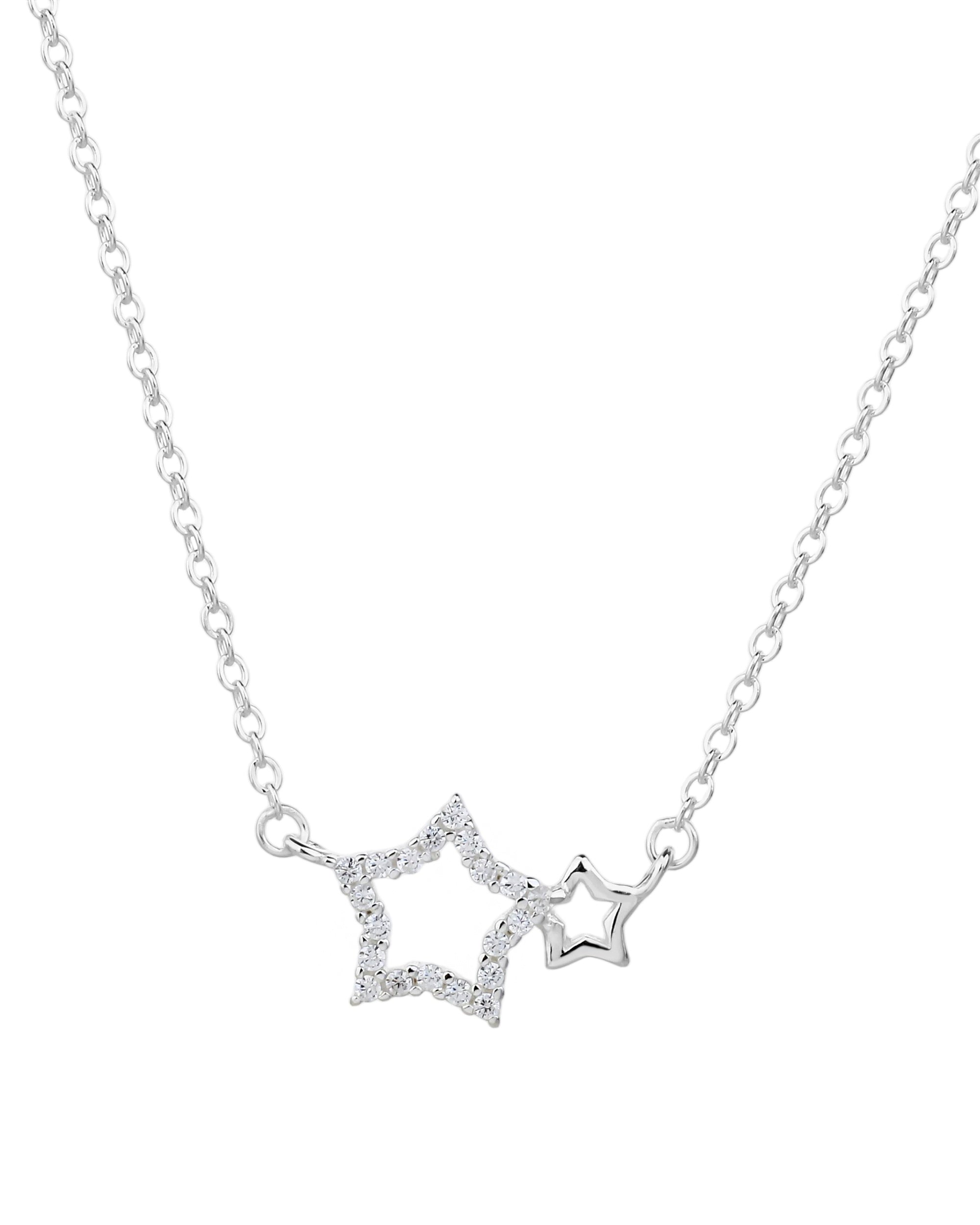Collar sencillo de estrellas con circonia blanca 45+5cm en plateado