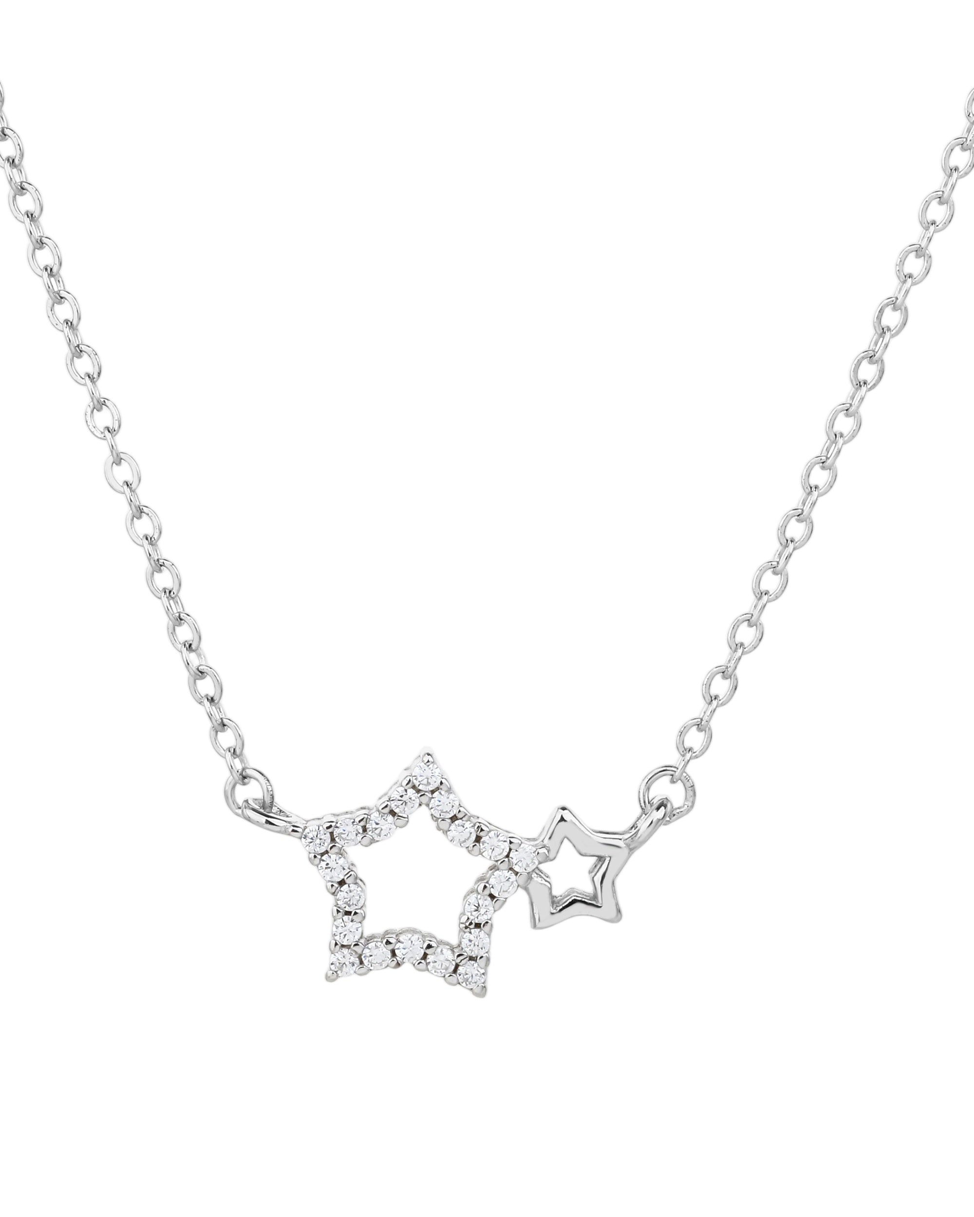 Collar sencillo de estrellas con circonia blanca 45+5cm en rodizado
