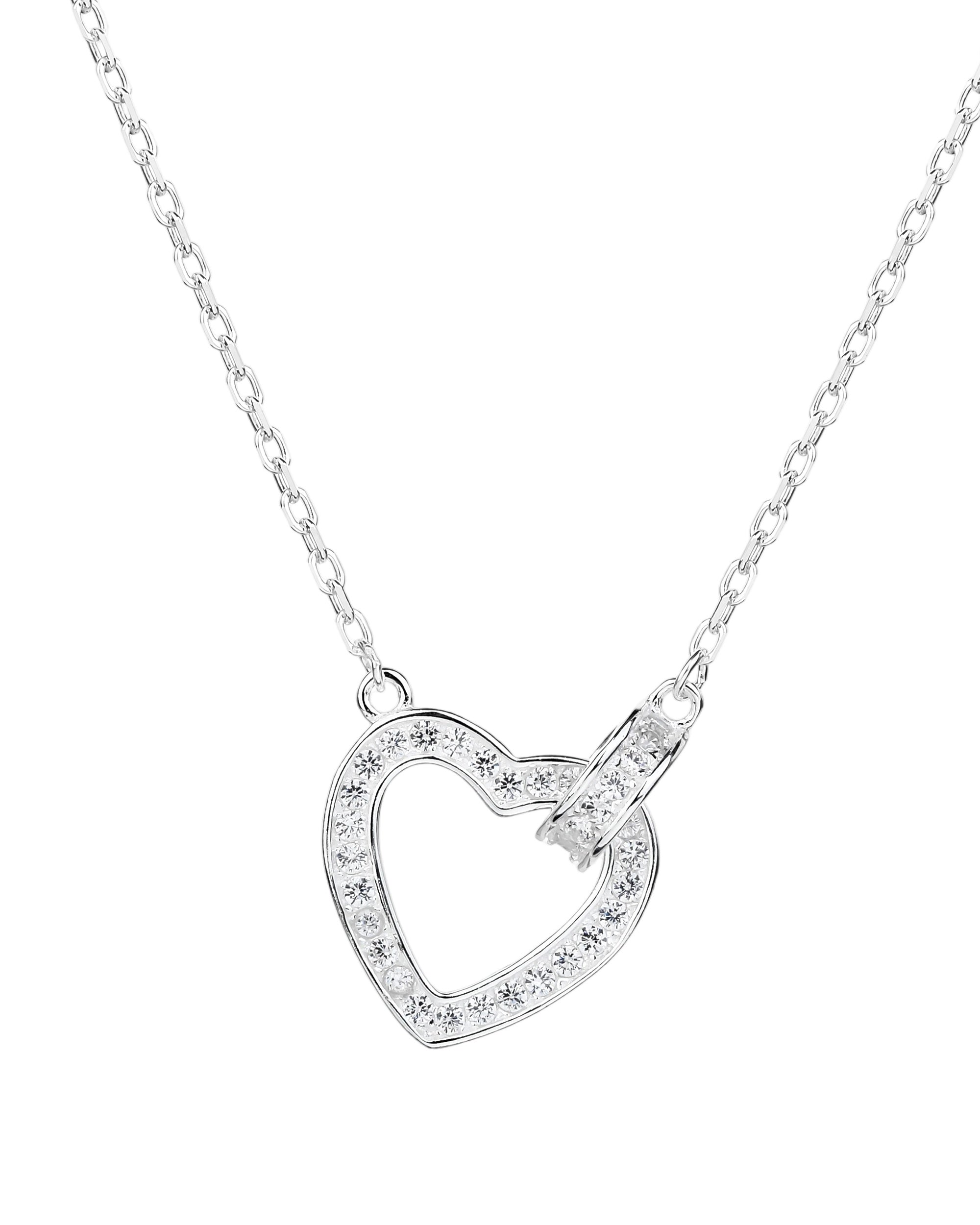 Collar sencillo de corazon con circonias blanca 45+5cm en plateado