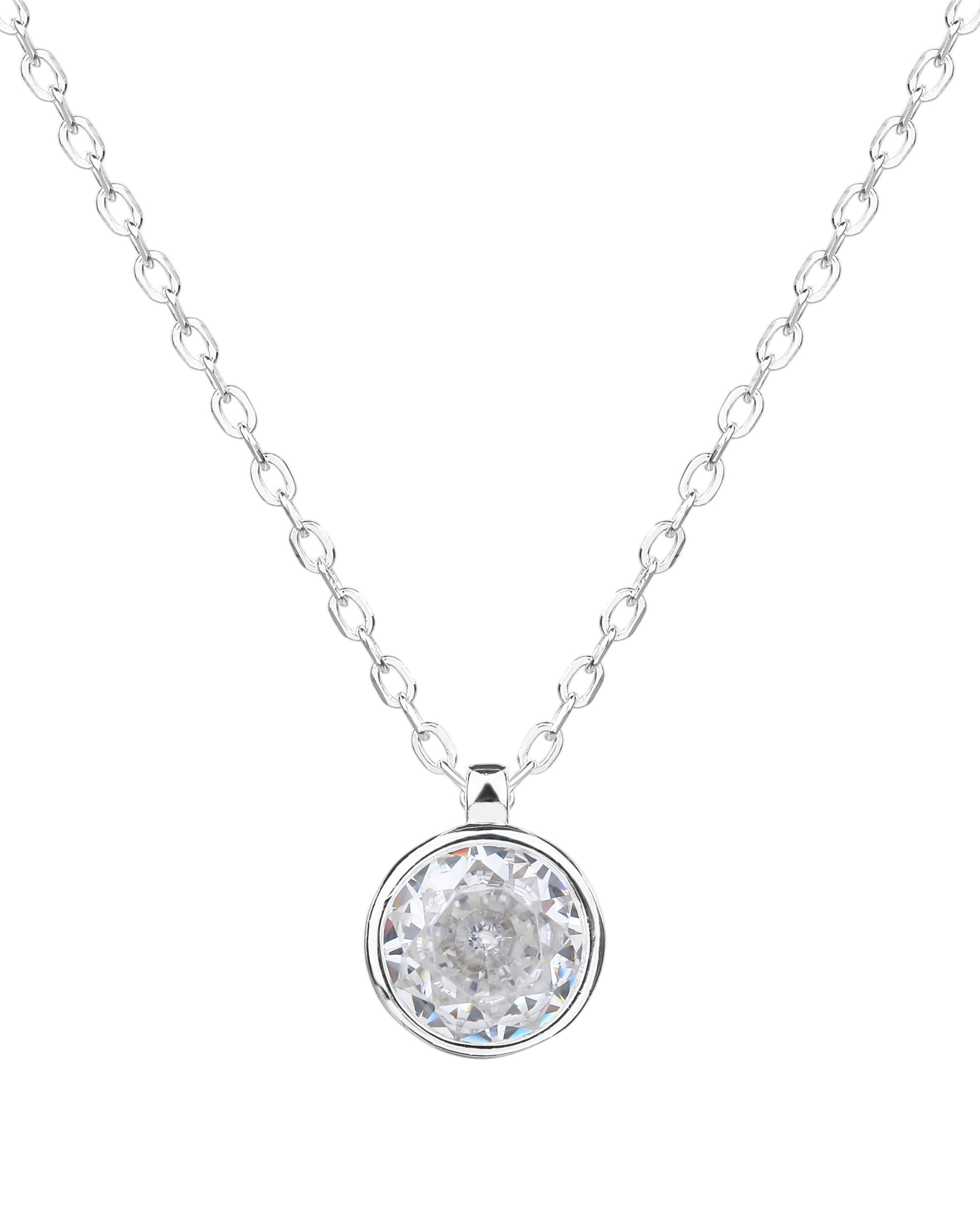 Collar sencillo redondo biselado con circonia blanca 45+5cm en plateado