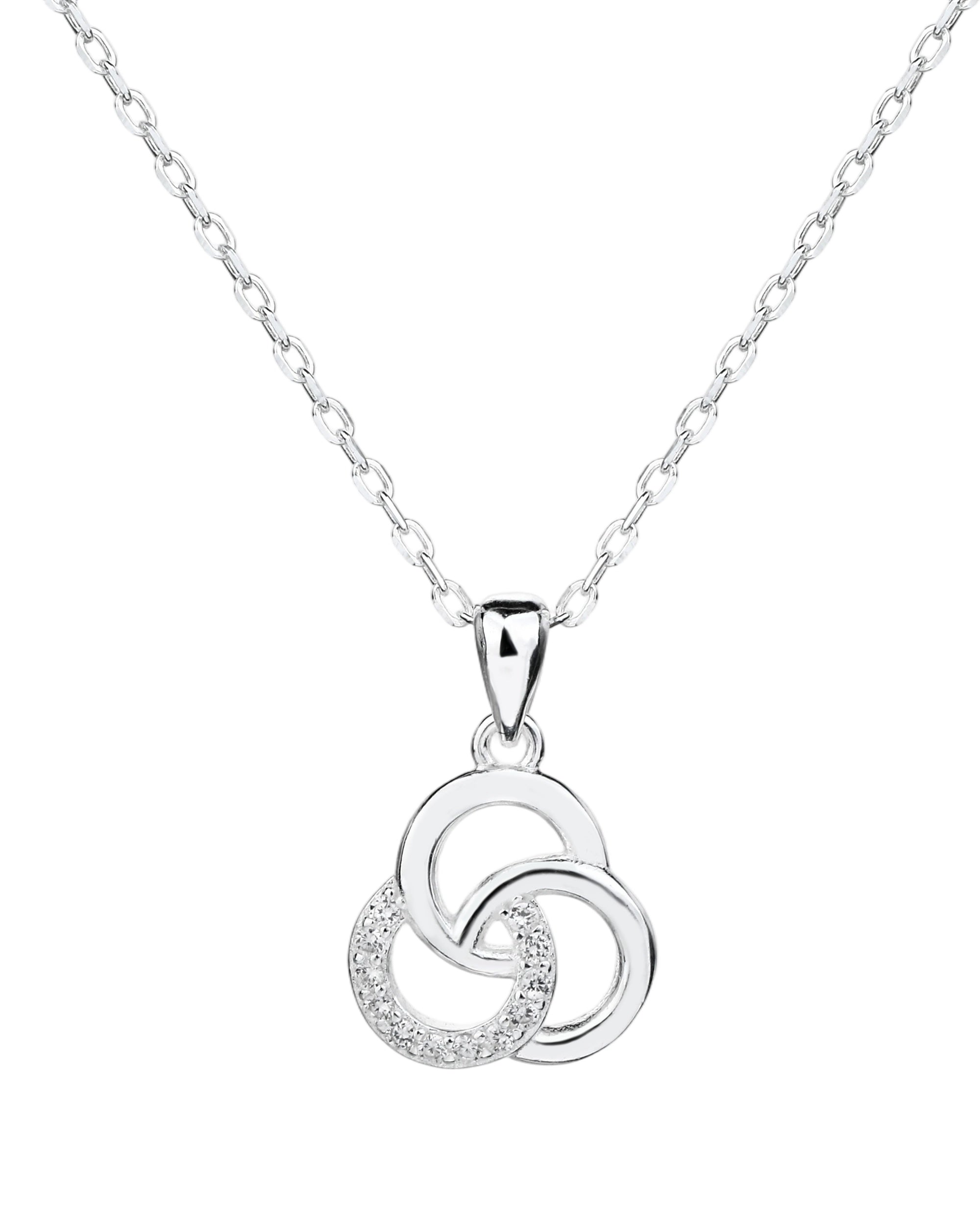 Collar sencillo de circulos entrelazados con circonias blanca 45+5cm en plateado