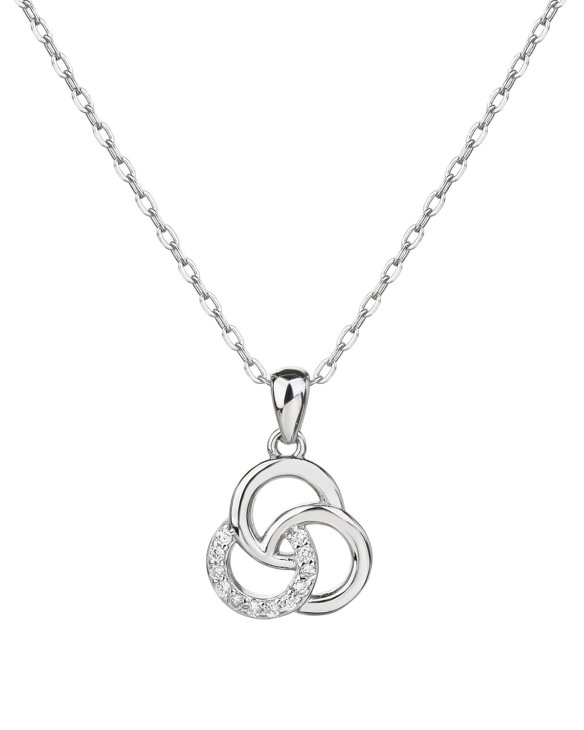 Collar sencillo de circulos entrelazados con circonias blanca 45+5cm en rodizado