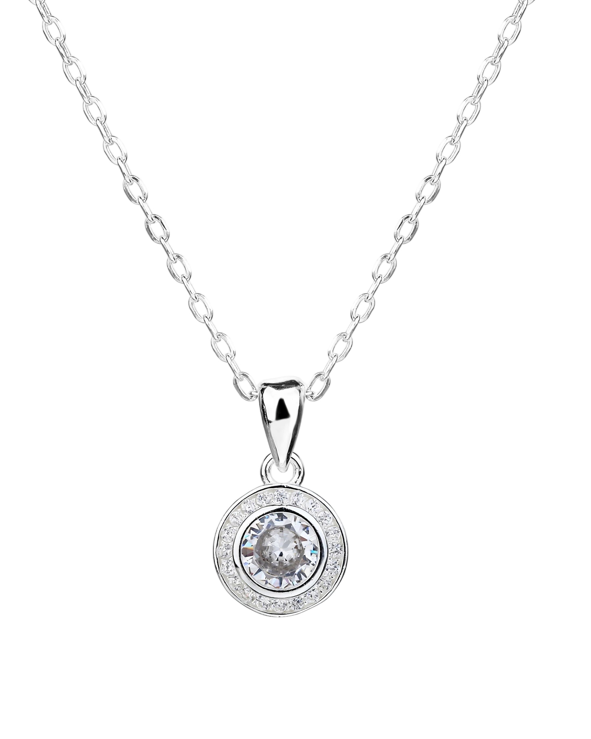 Collar sencillo redondo con circonias blanca 45+5cm en plateado