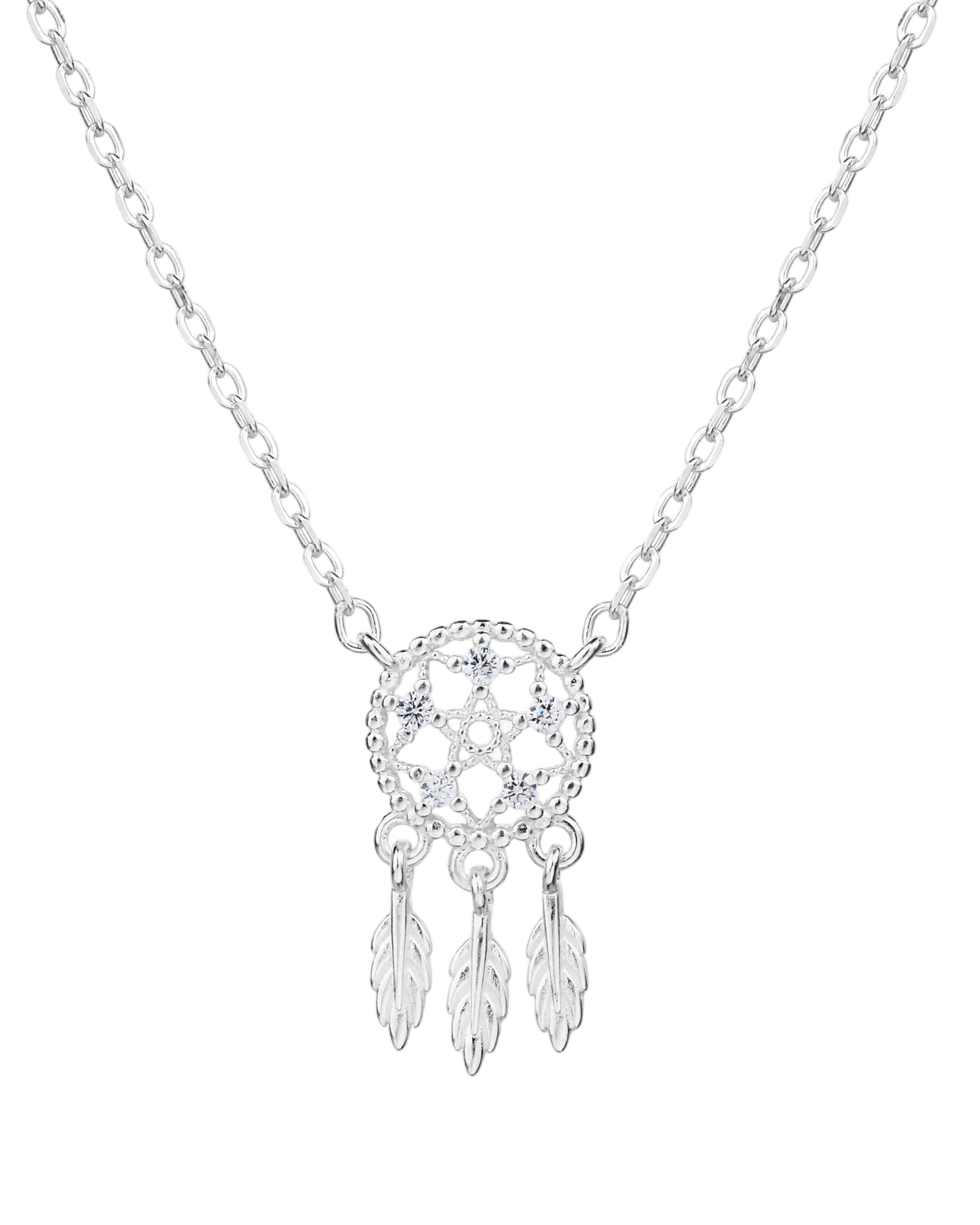 Collar sencillo de atrapasuei±os con circonia blanca 45+5cm en plateado