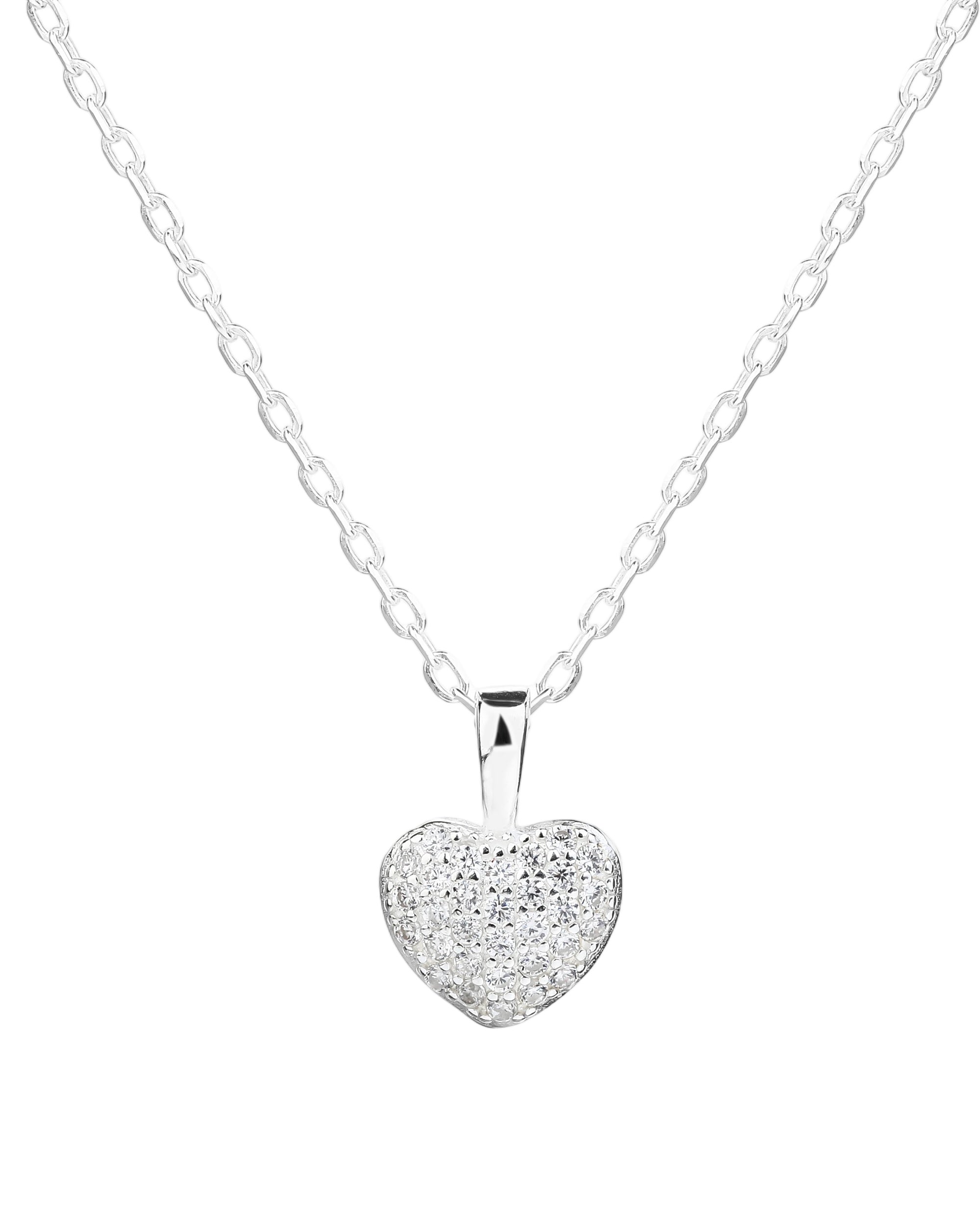 Collar sencillo de corazon con circonias blanca 45+5cm en plateado