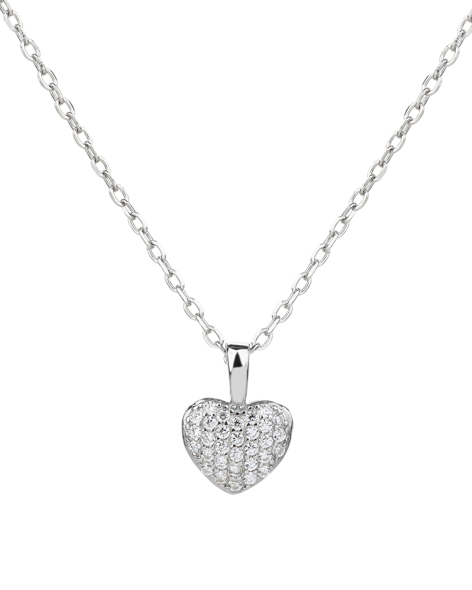 Collar sencillo de corazon con circonias blanca 45+5cm en rodizado