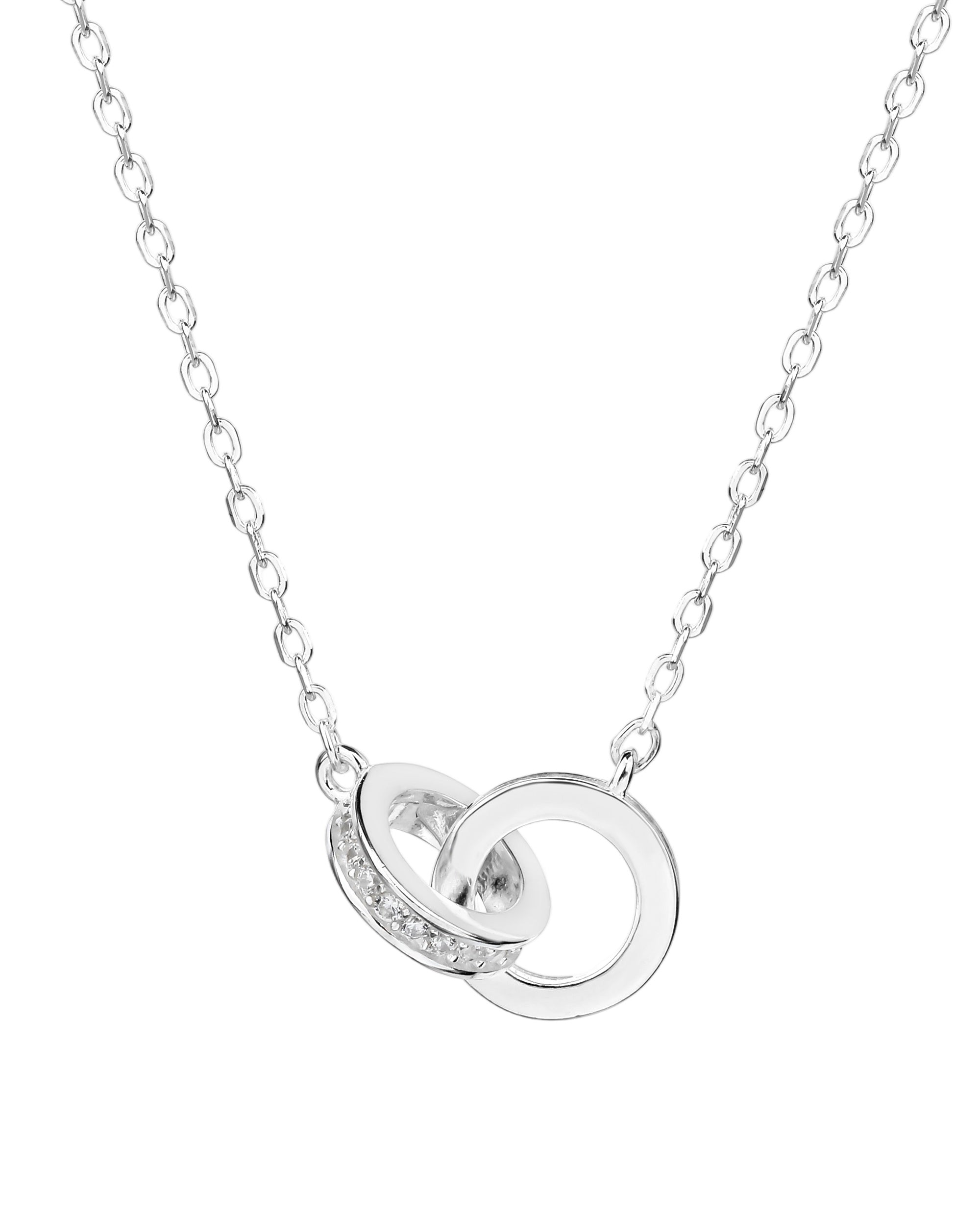 Collar sencillo de aros con circonias blanca 45+5cm en plateado