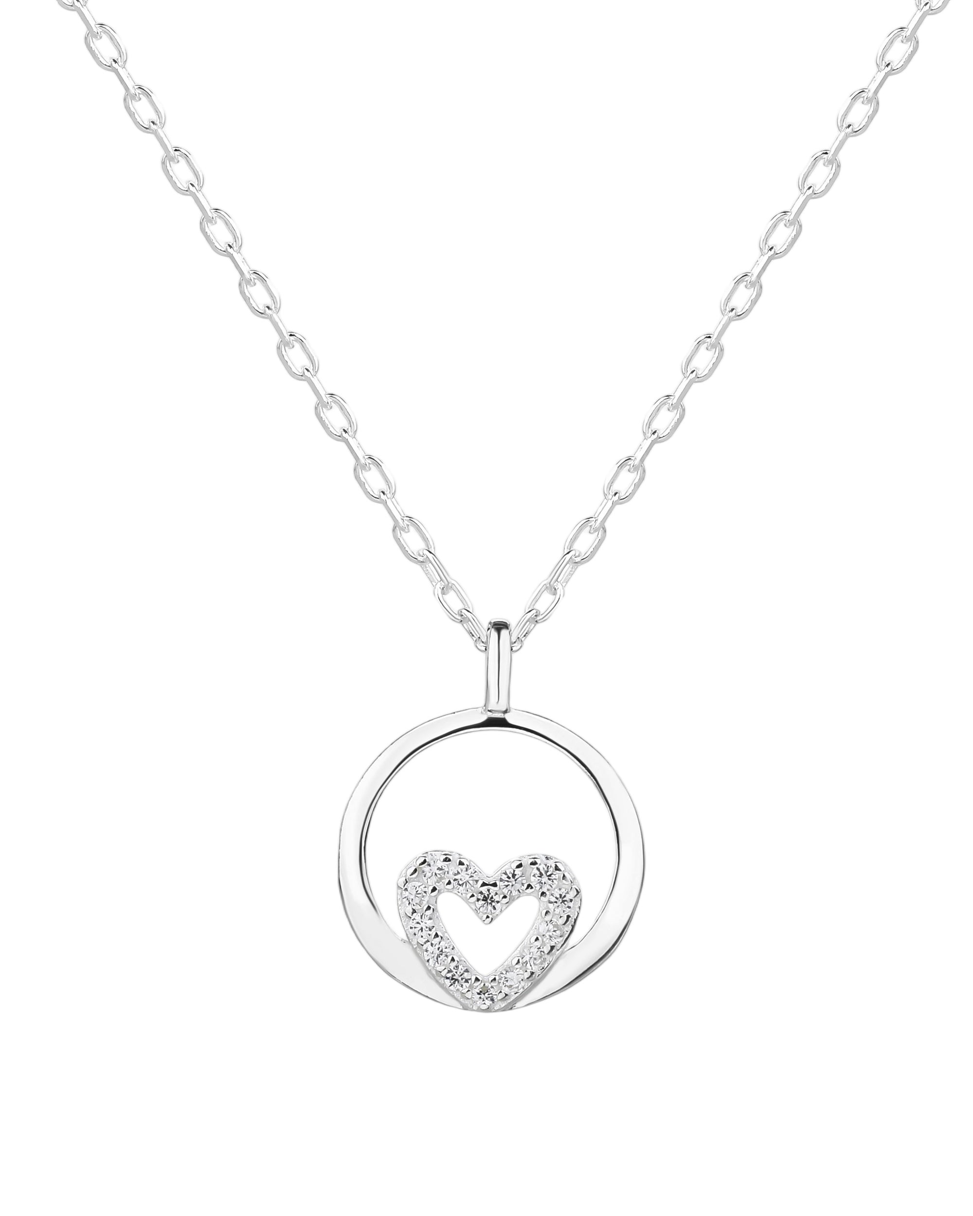 Collar sencillo de corazon con circonias blanca 45+5cm en plateado