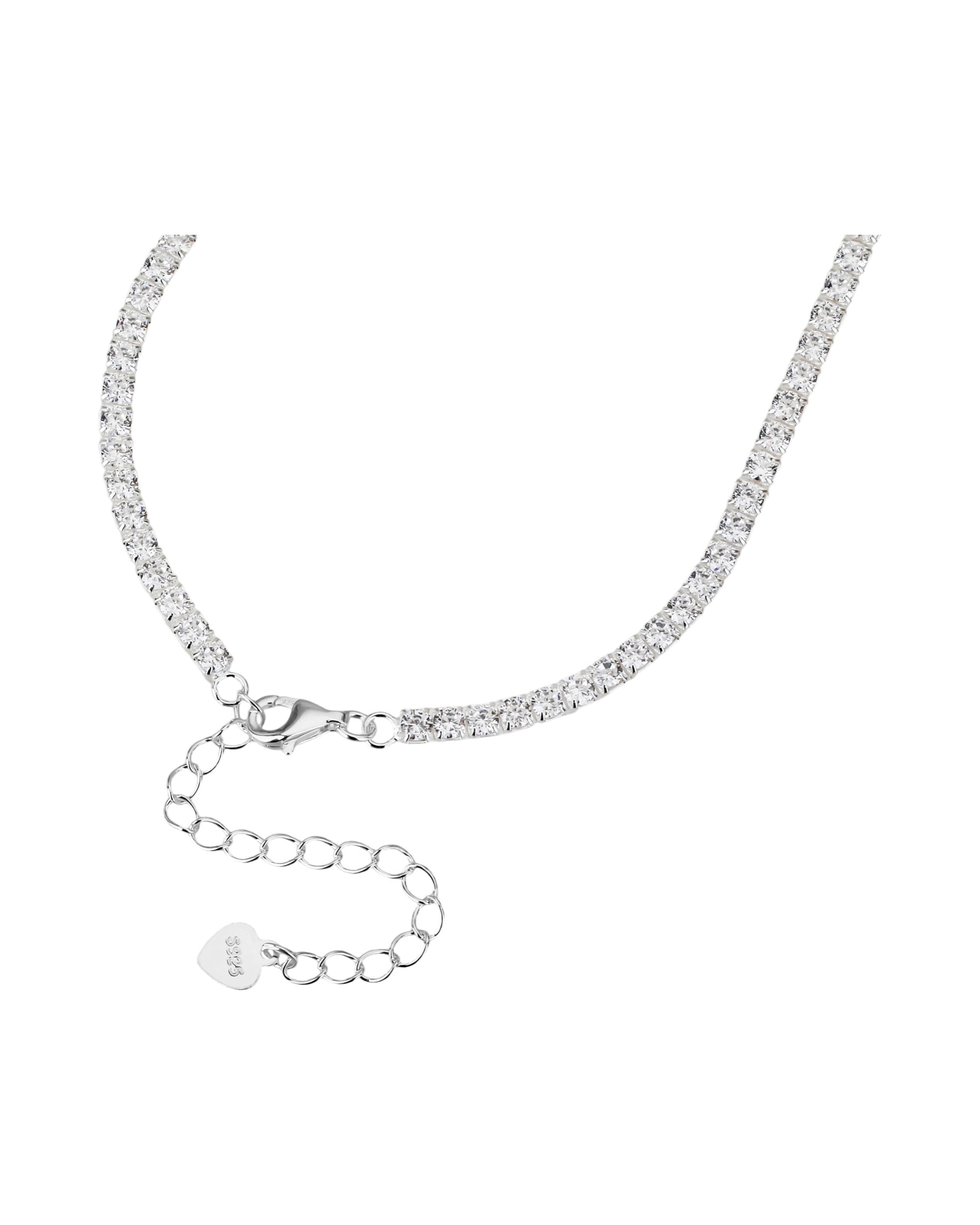 Collar tipo tenis 2.5mm con circonias blanca 40+5cm en plateado