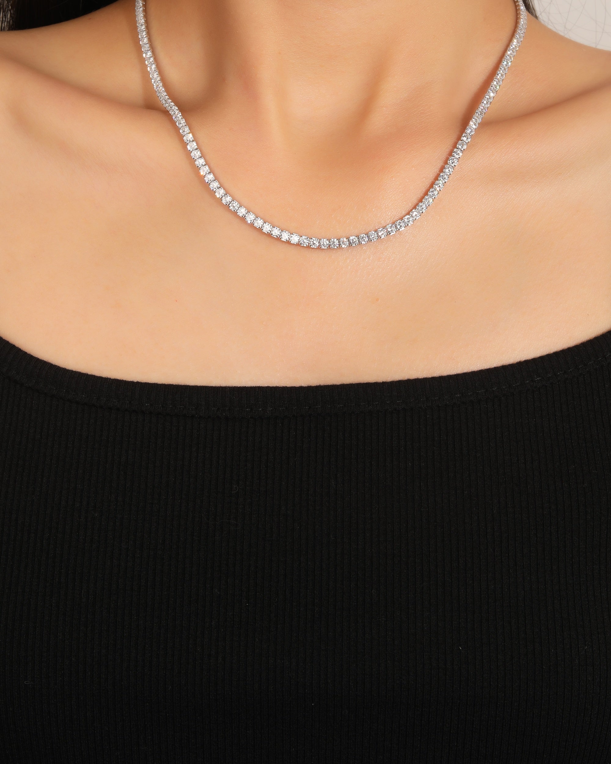 Collar de tenis 2.5mm con circonia blanca 40+5cm en rodizado