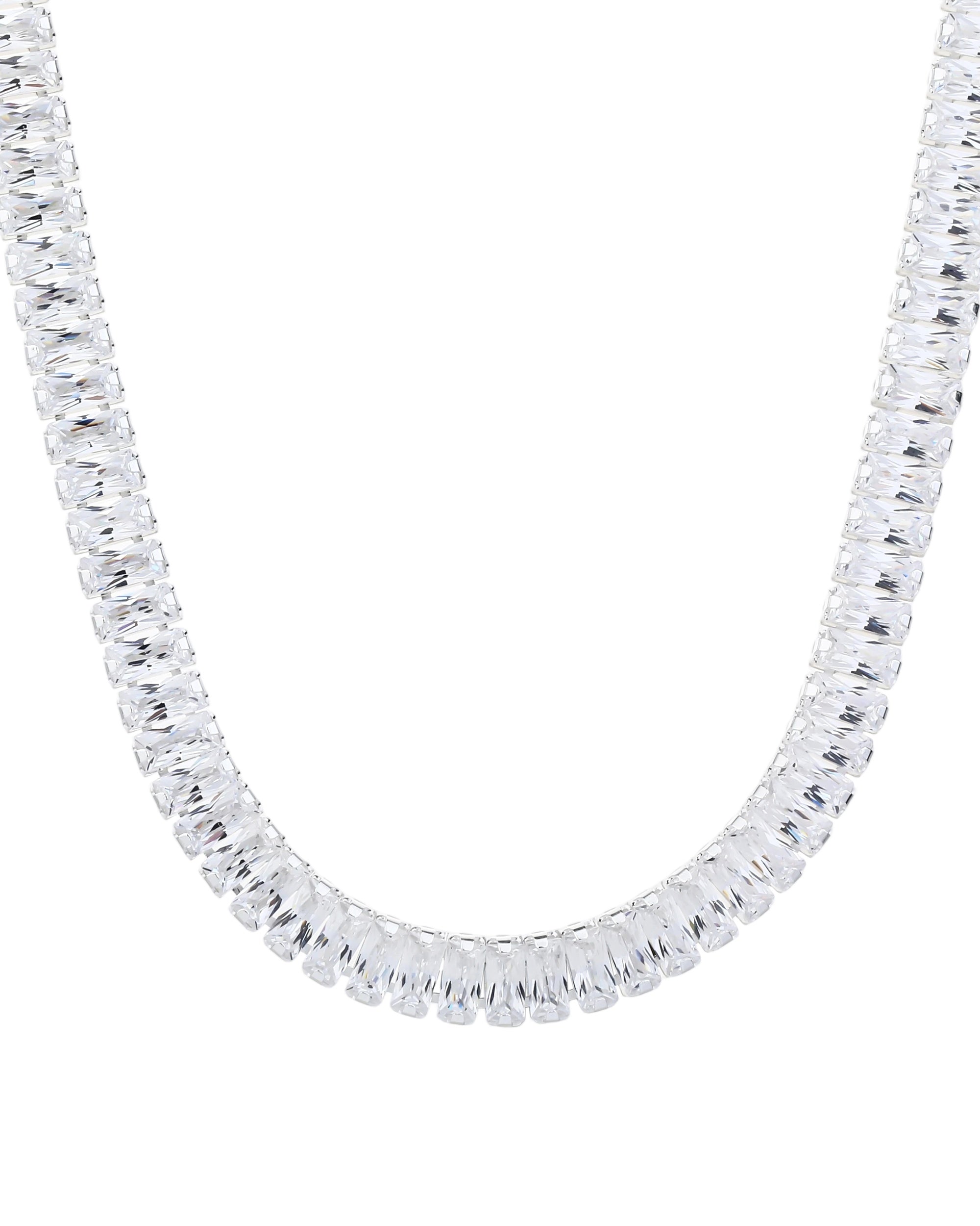 Collar tipo tenis 2mm con circonias baguette blanca 40+5cm en plateado