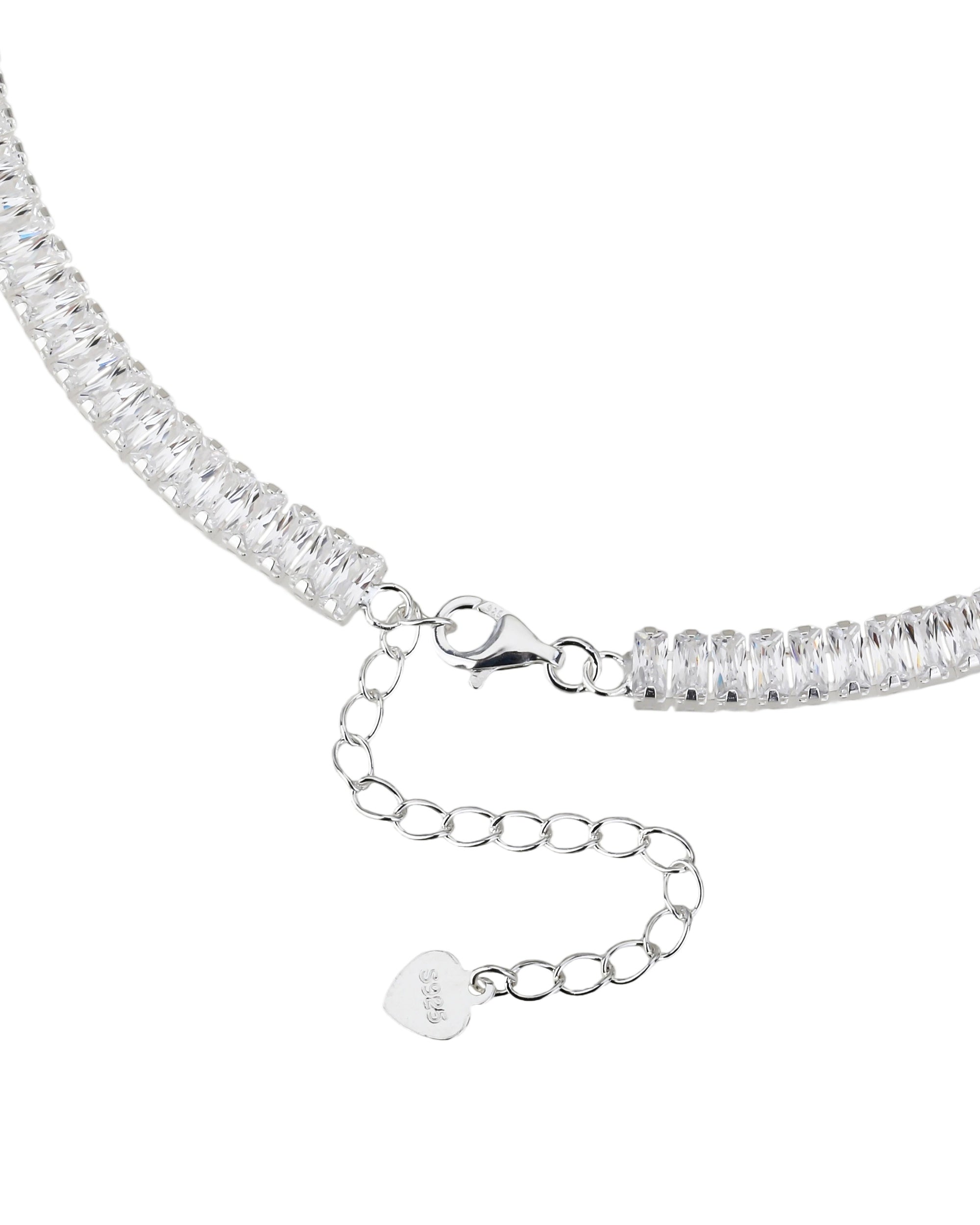 Collar tipo tenis 2mm con circonias baguette blanca 40+5cm en plateado