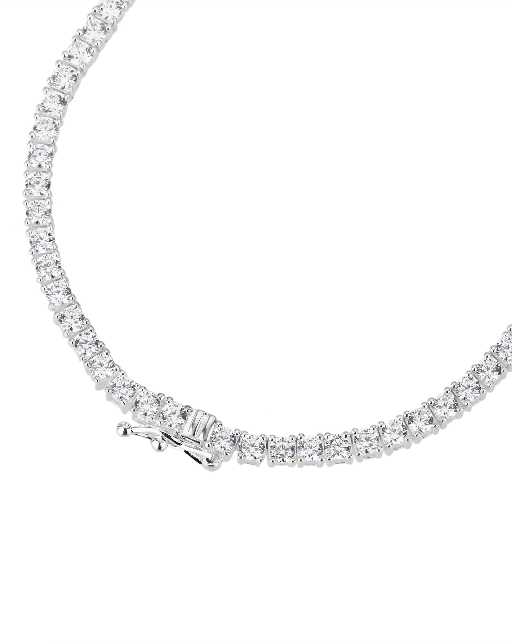 Collar tipo tenis 2.5mm con circonias blanca 42cm en plateado