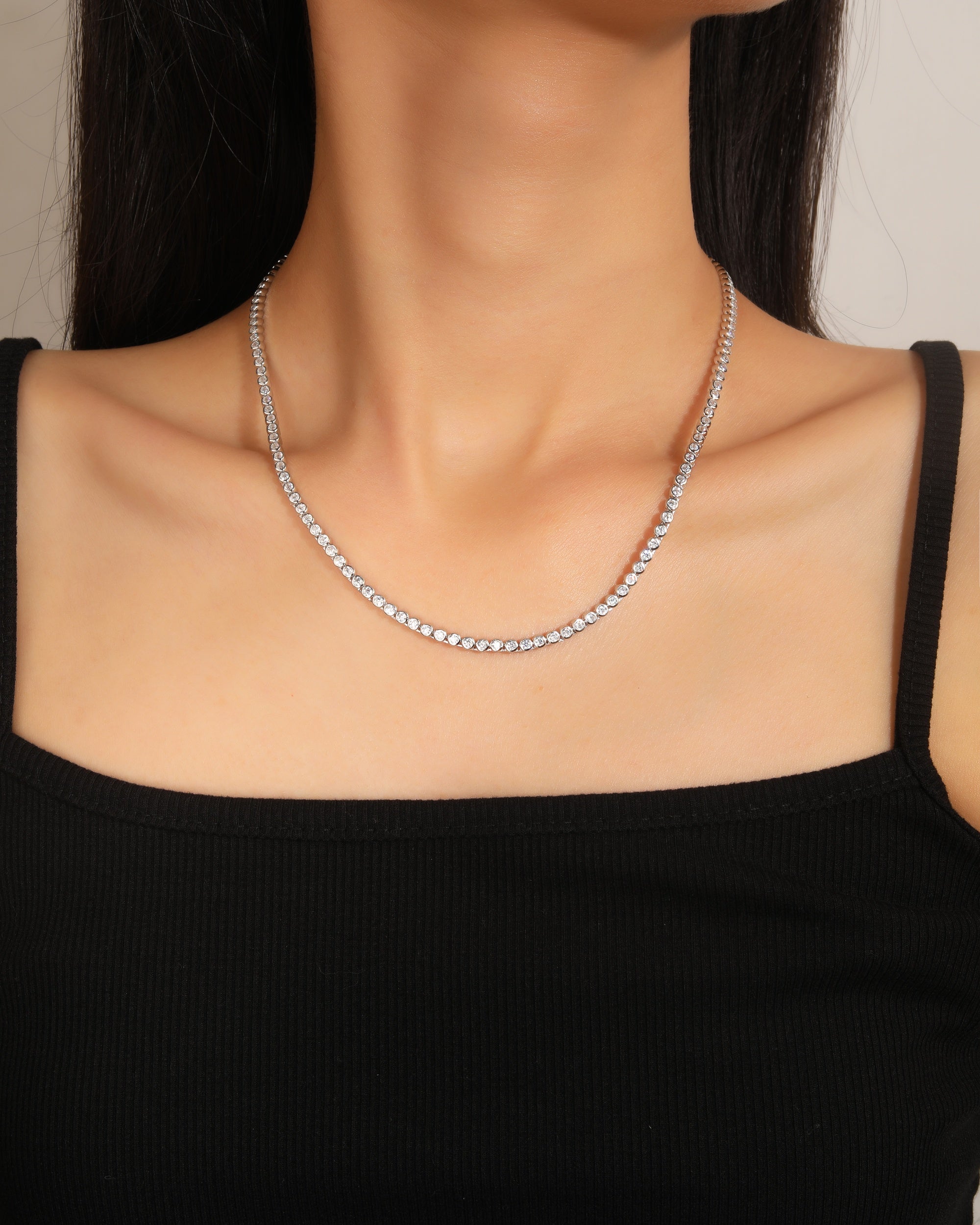 Collar tenis 2mm con circonia blanca 42cm en rodizado