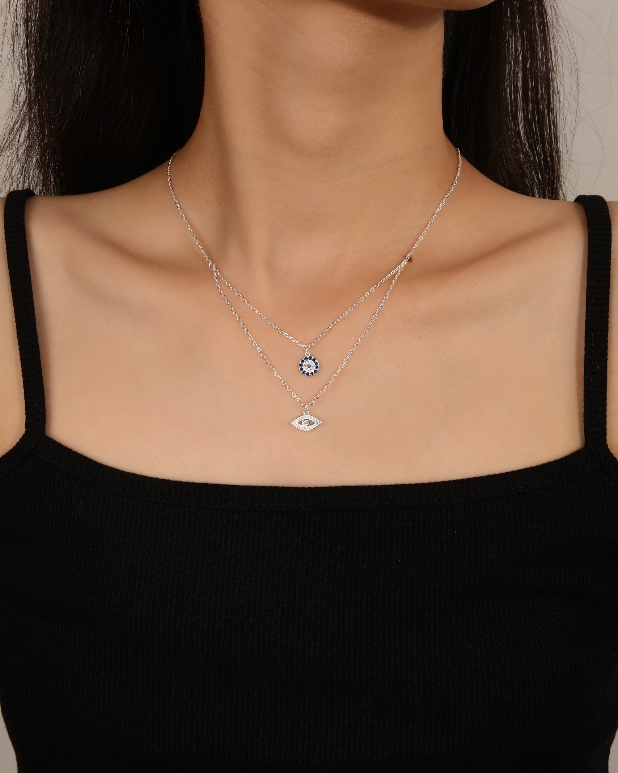 Collar con circonia multicolor 45+5cm en plateado
