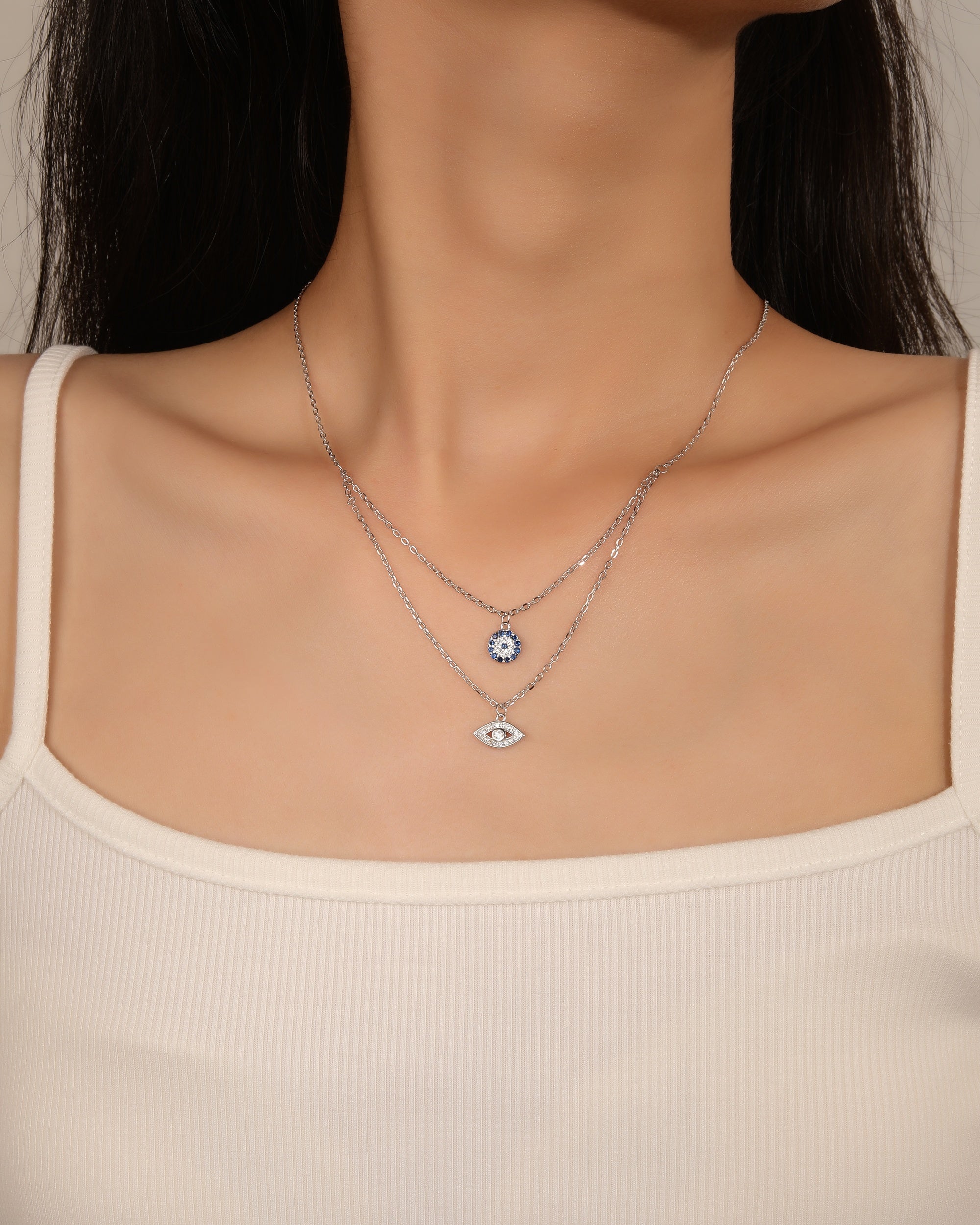 Collar con circonia multicolor 45+5cm en rodizado