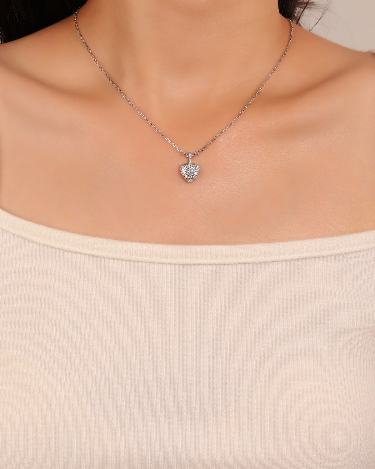 Collar dije de cruz y corazón con circonias 45+5cm en rodizado