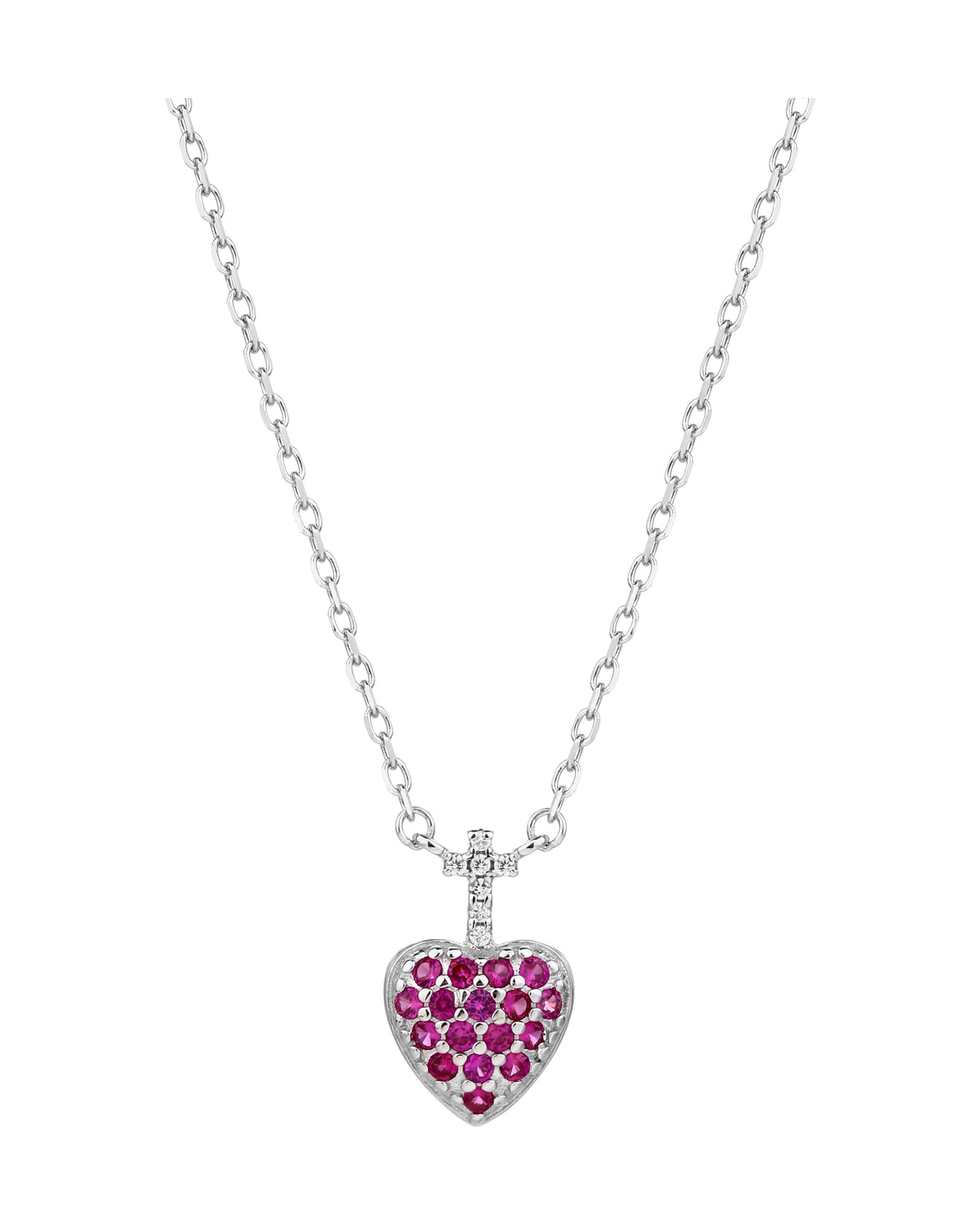 Collar dije de cruz y corazón con circonias 45+5cm en rodizado