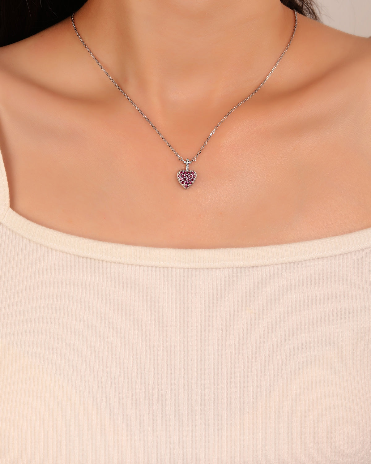 Collar dije de cruz y corazón con circonias 45+5cm en rodizado