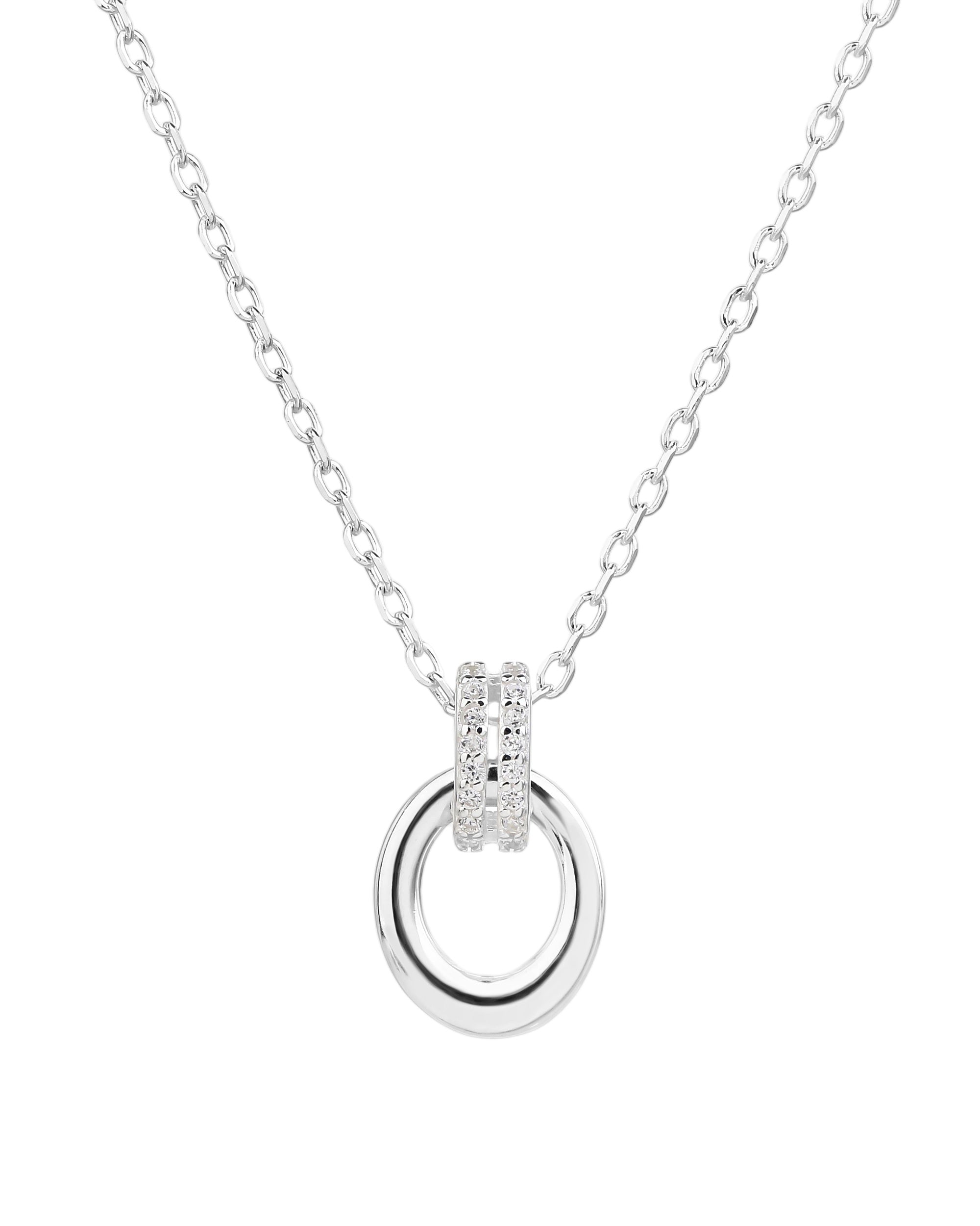 Collar con colgante liso y circonias blanca 45+5cm en plateado