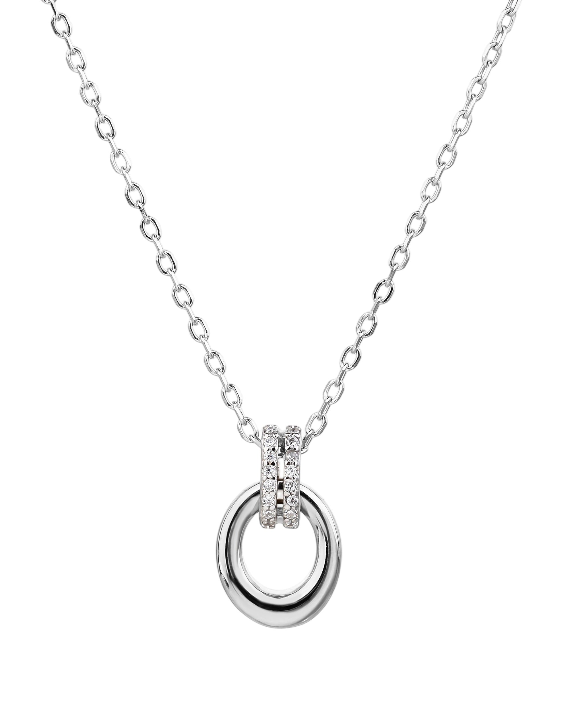 Collar con colgante liso y circonias blanca 45+5cm en rodizado