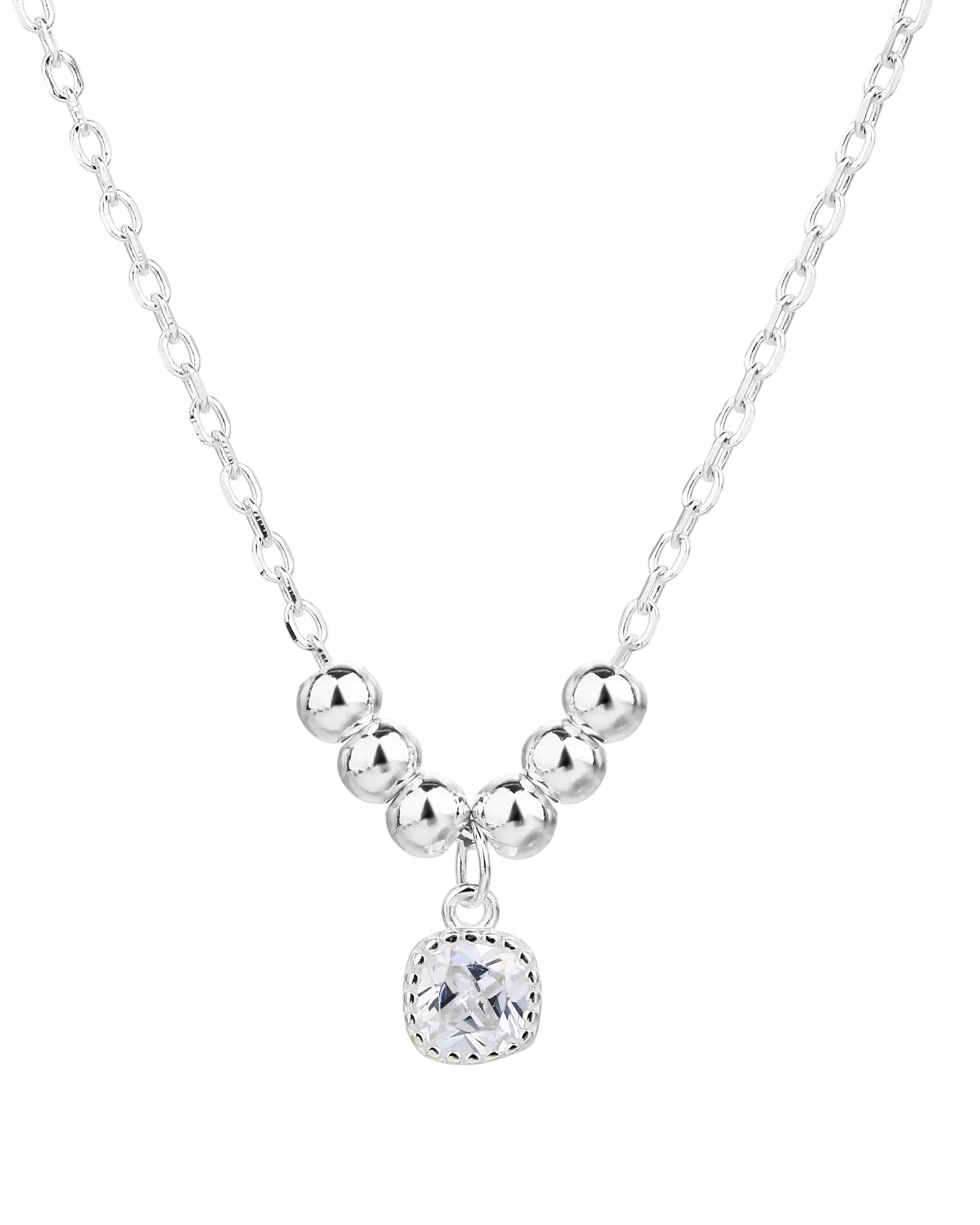 Collar con circonia blanca 45+5cm en plateado