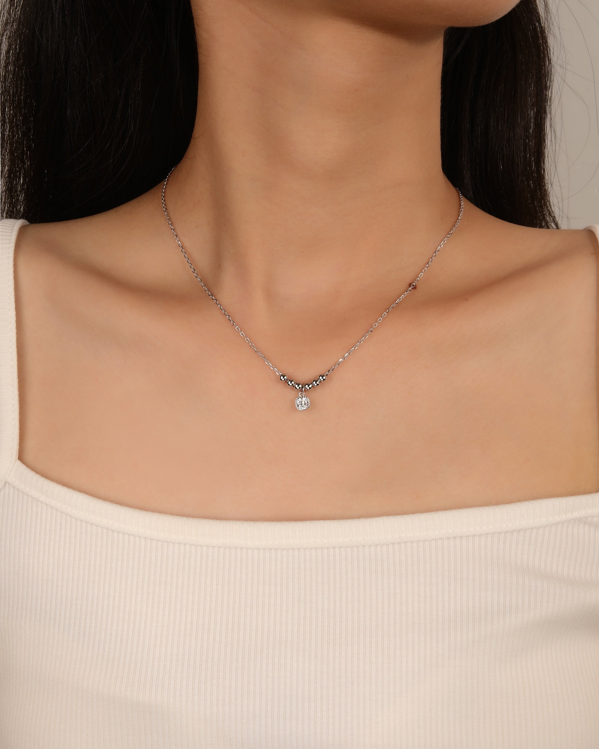 Collar con circonia blanca 45+5cm en rodizado