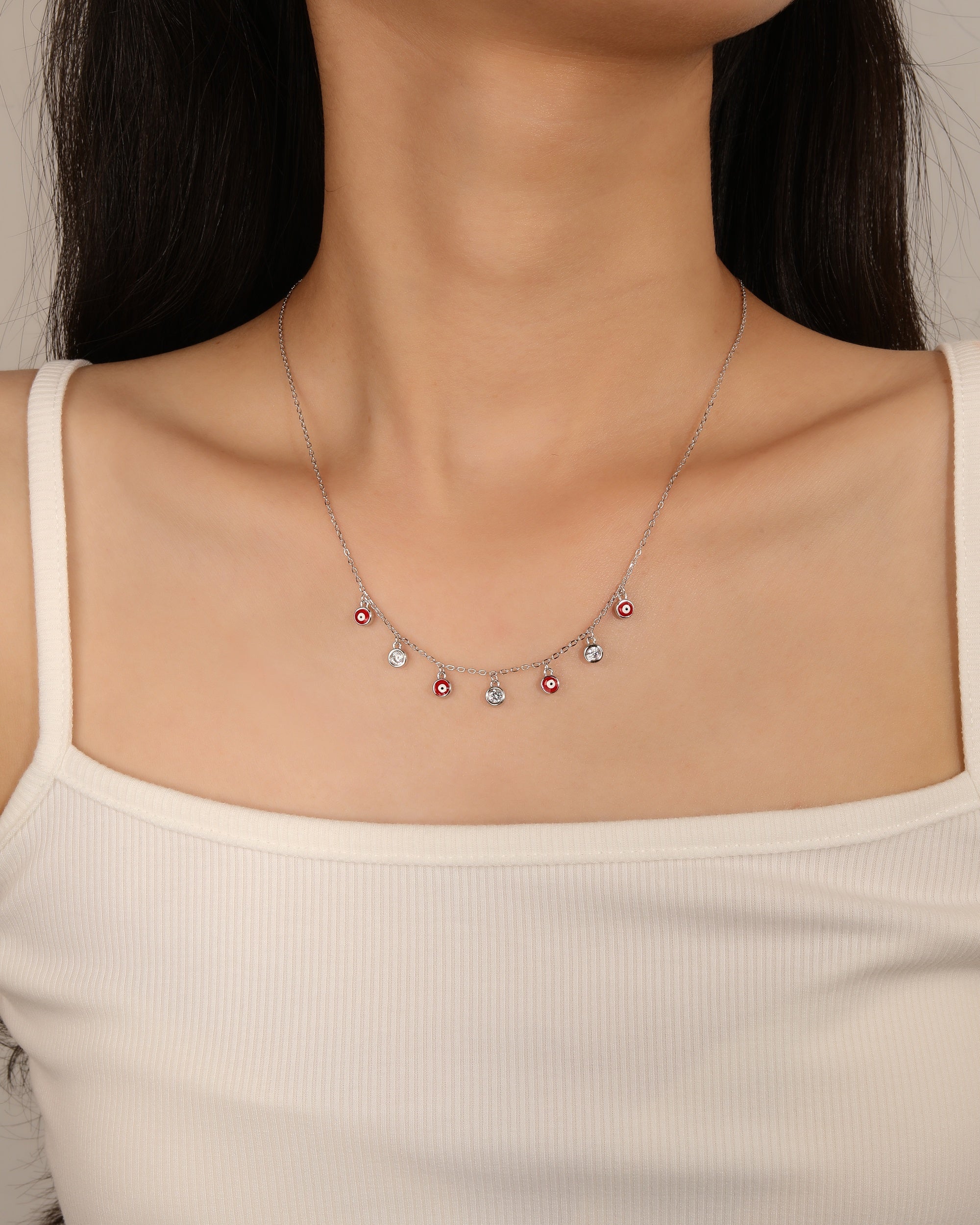 Collar con circonia multicolor 45+5cm en rodizado