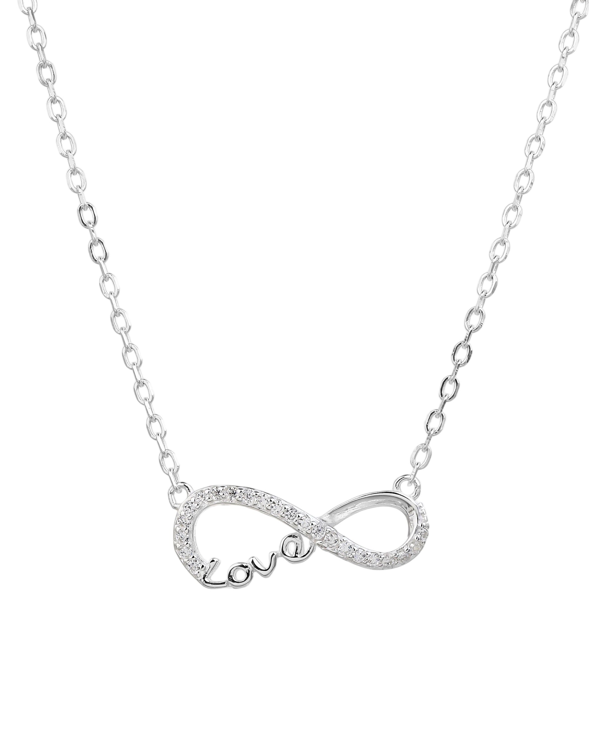 Collar love infinito con circonias blanca 45+5cm en plateado