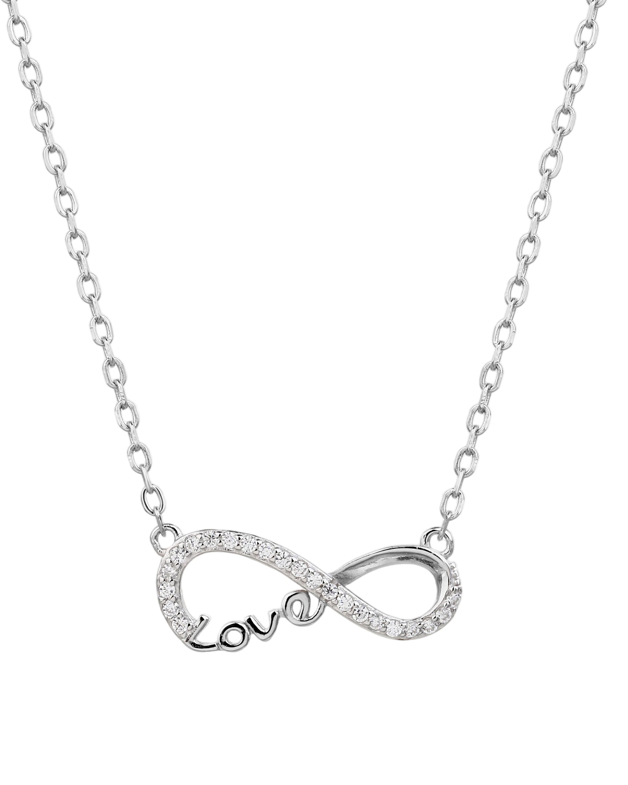 Collar love infinito con circonias blanca 45+5cm en rodizado