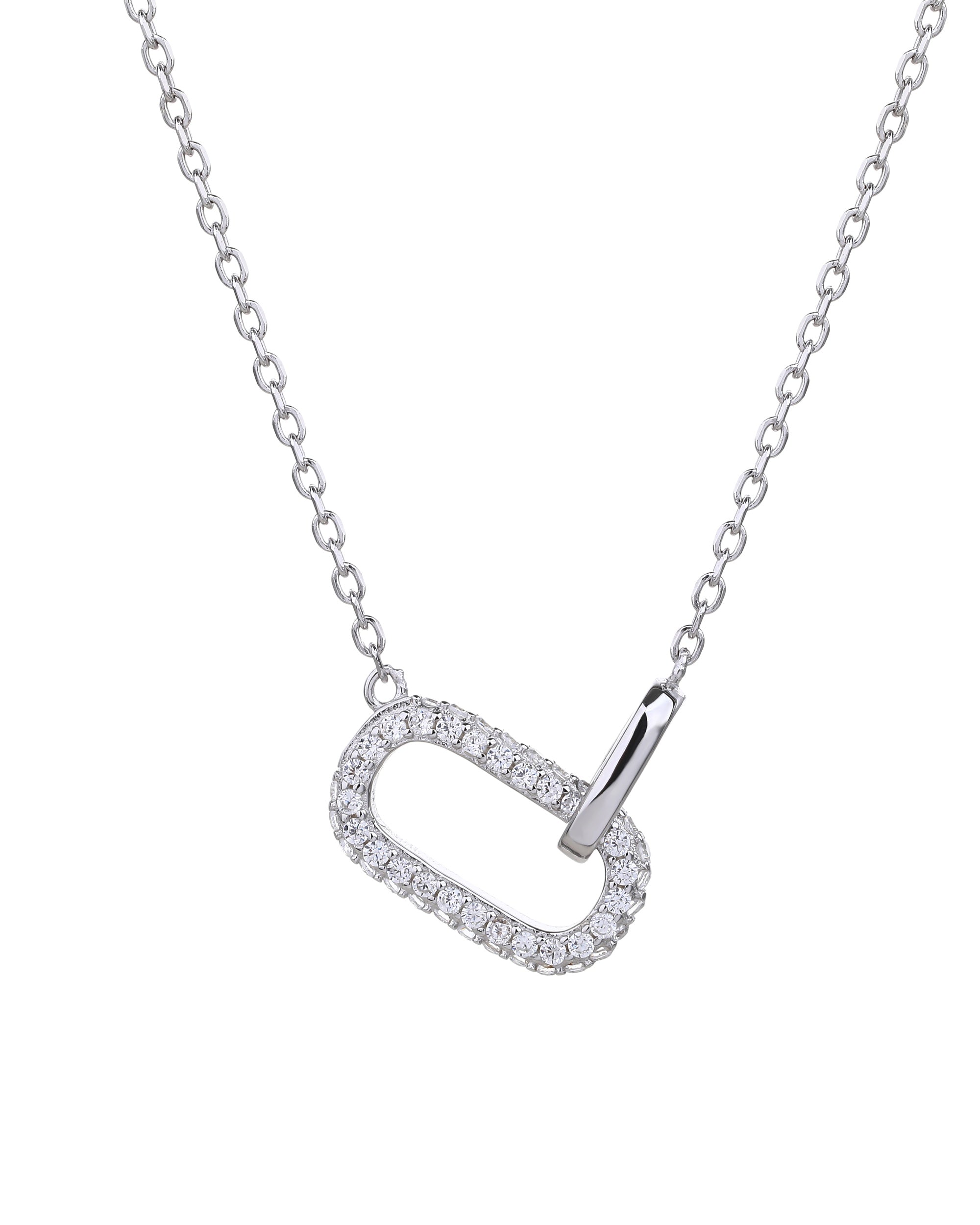 Collar sencillo de rectangulo con circonias blanca 45+5cm en rodizado