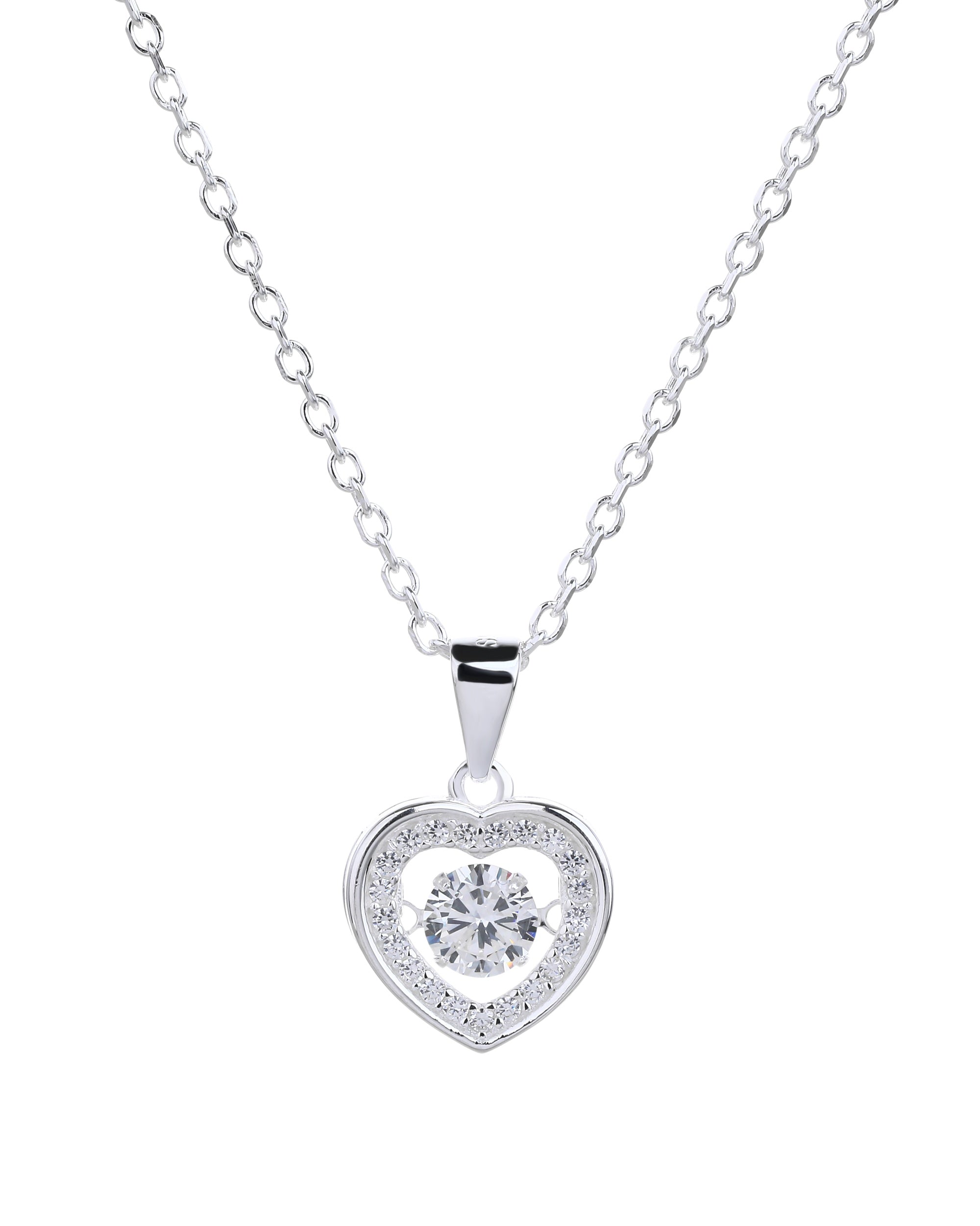 Collar sencillo de corazon con circonias blanca 45+5cm en plateado