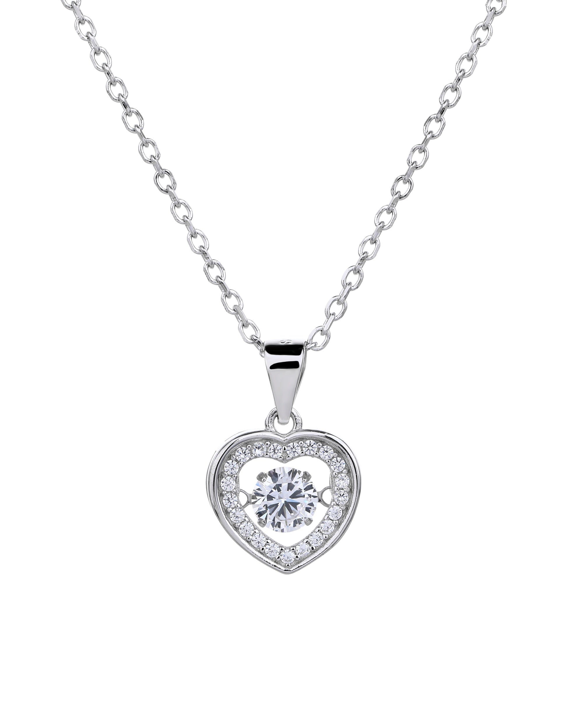 Collar sencillo de corazon con circonias blanca 45+5cm en rodizado