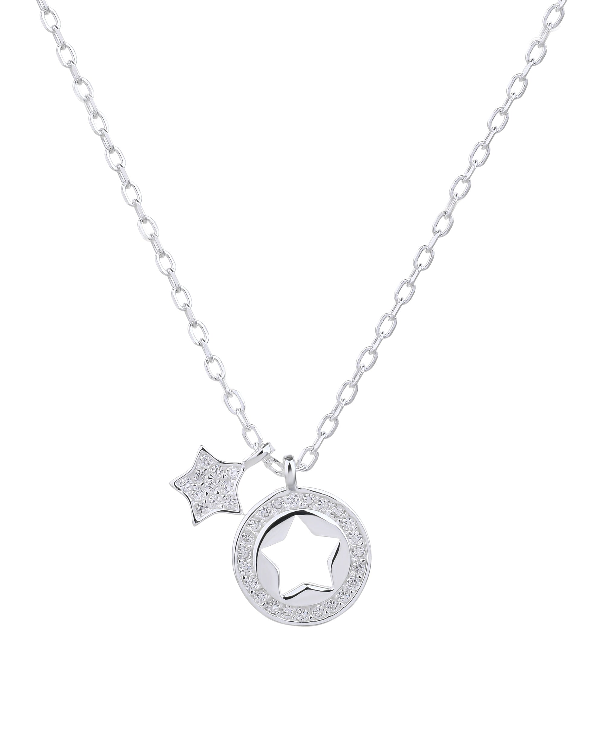 Collar sencillo de estrellas con circonias blanca 45+5cm en plateado