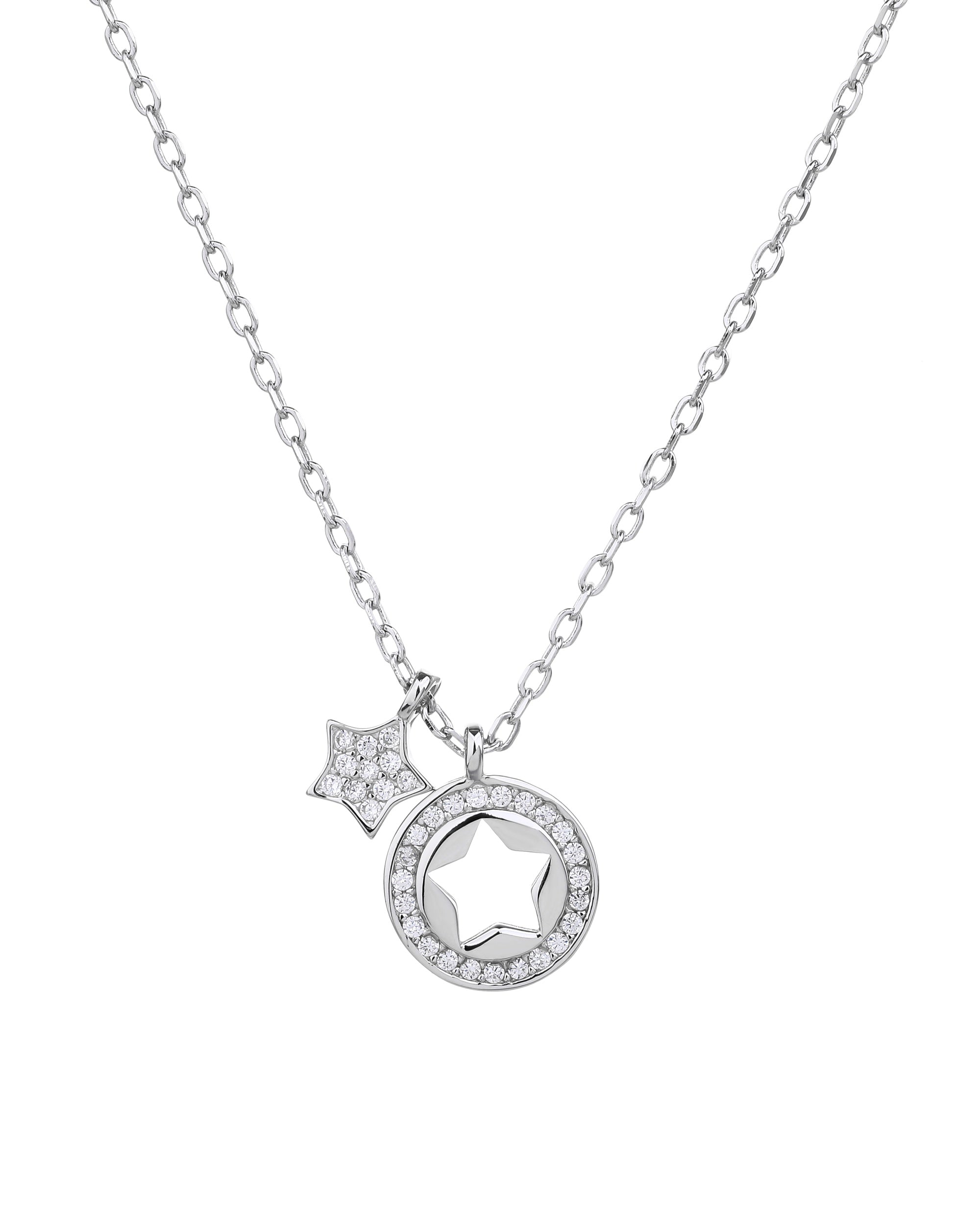 Collar sencillo de estrellas con circonias blanca 45+5cm en rodizado