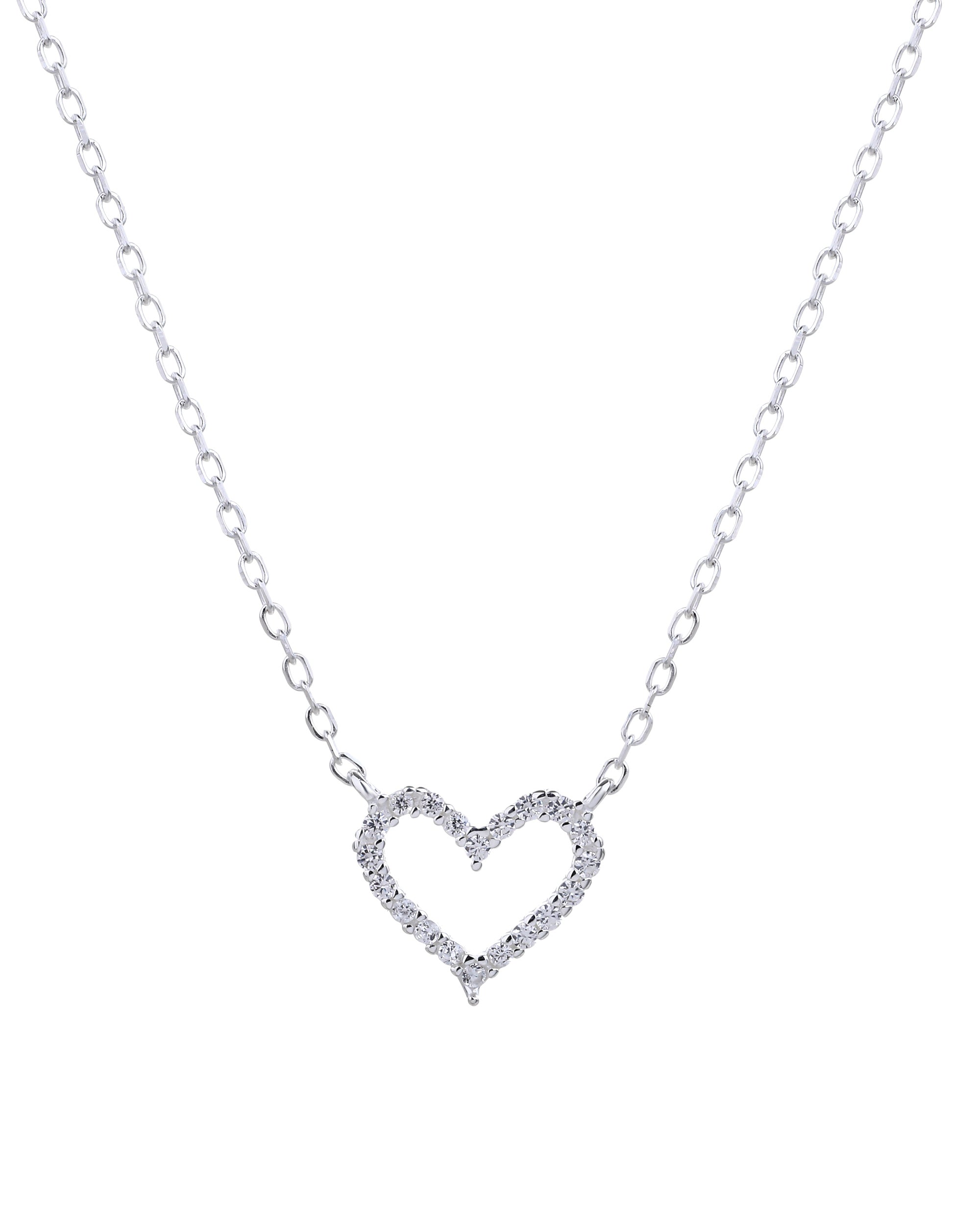 Collar sencillo de corazon con circonias blanca 45+5cm en plateado
