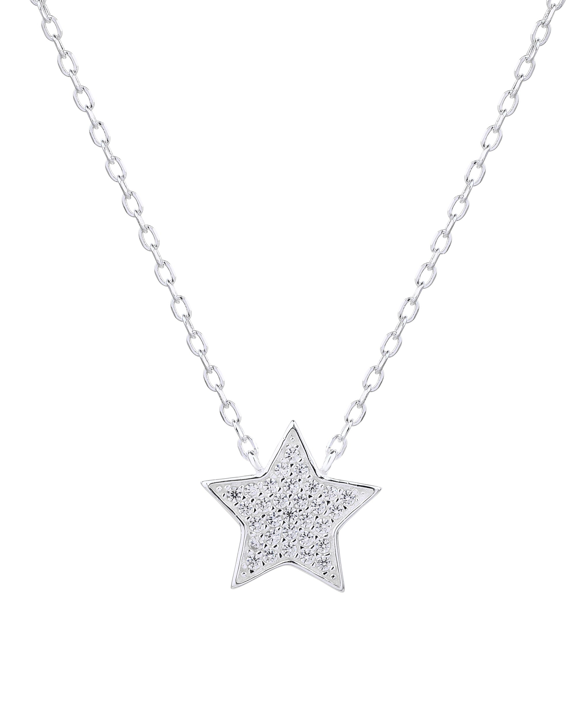 Collar sencillo de estrella con circonias blanca 45+5cm en plateado