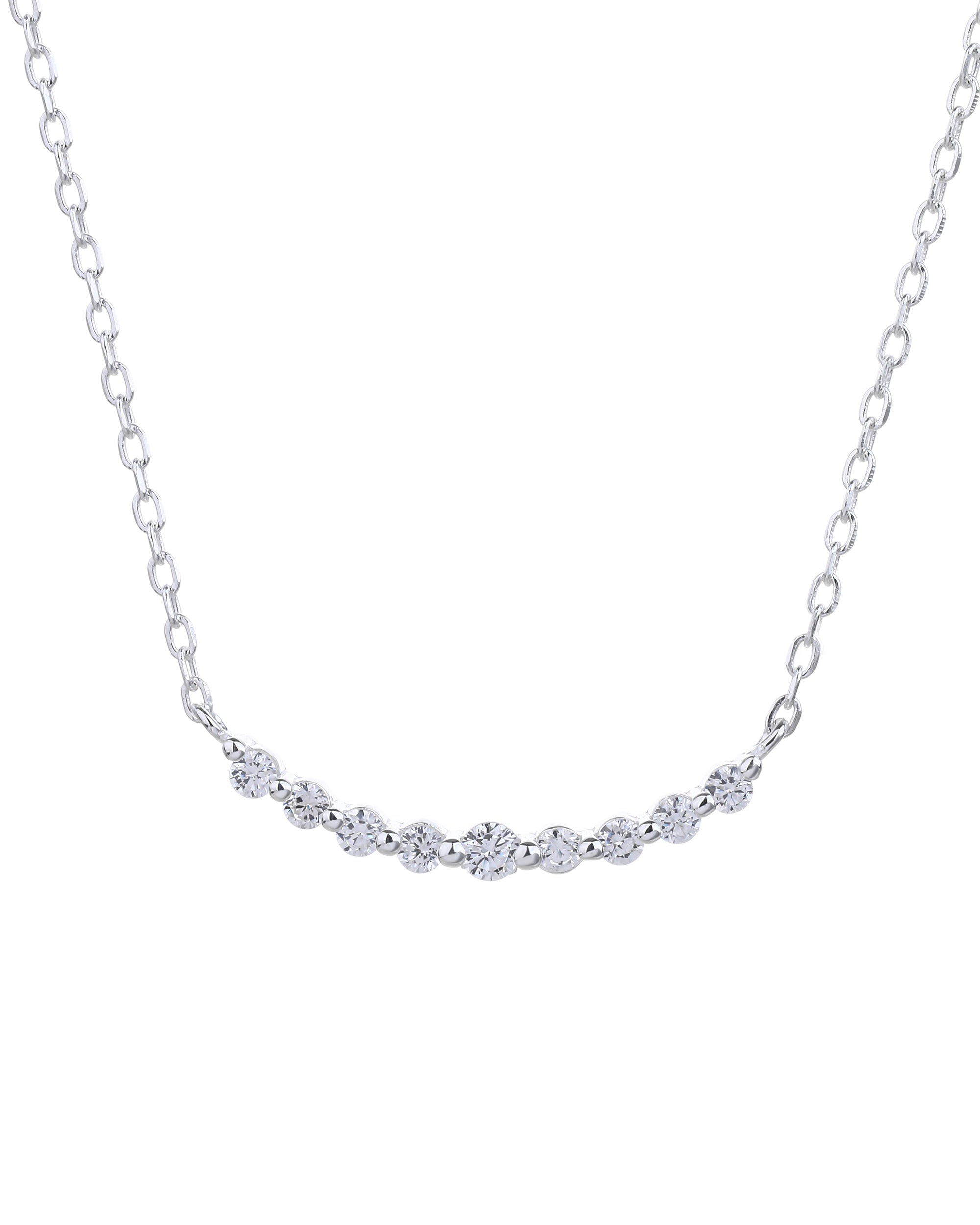 Collar sencillo de linea con circonias blanca 45+5cm en plateado