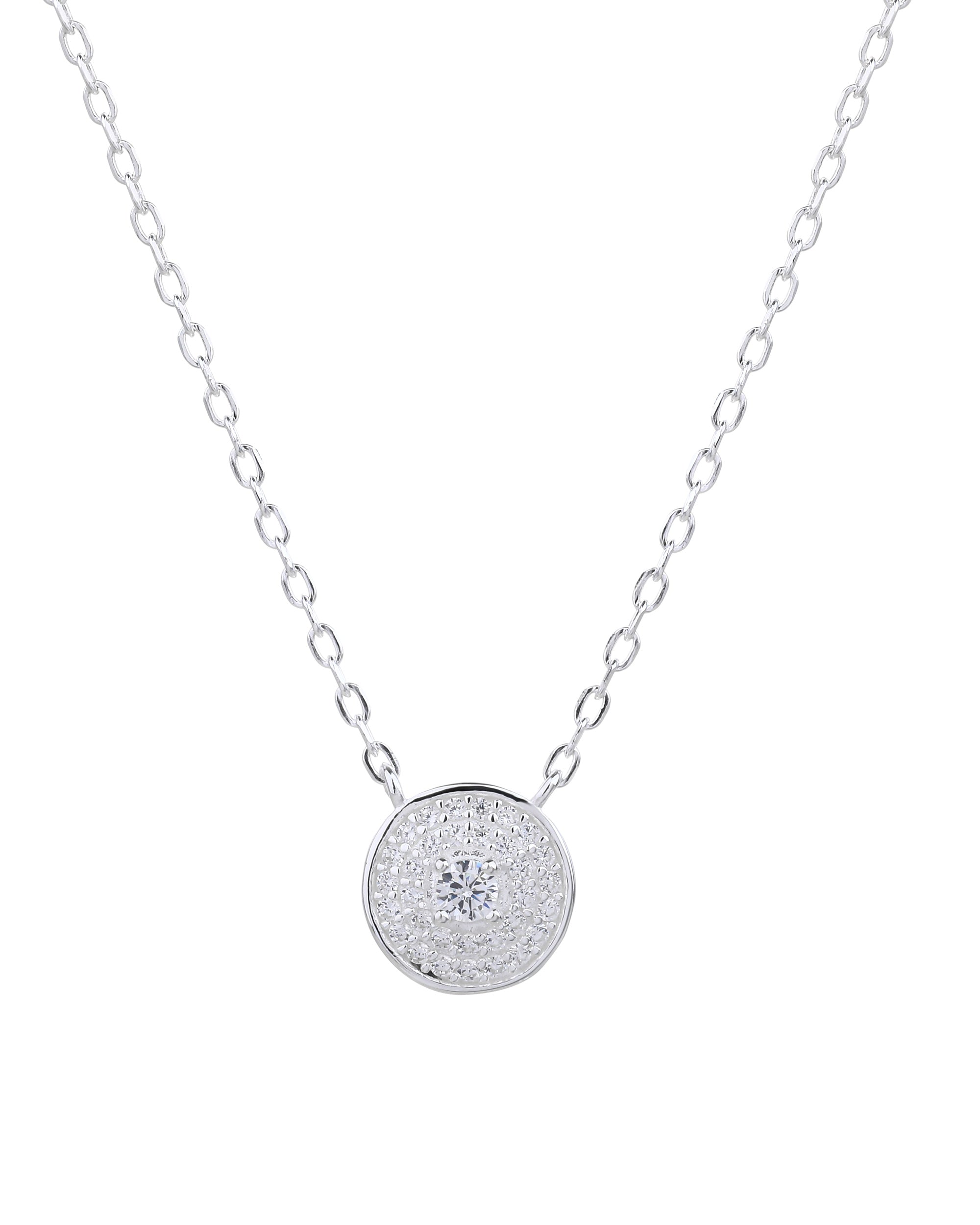 Collar sencillo redondo con circonias blanca 45+5cm en plateado