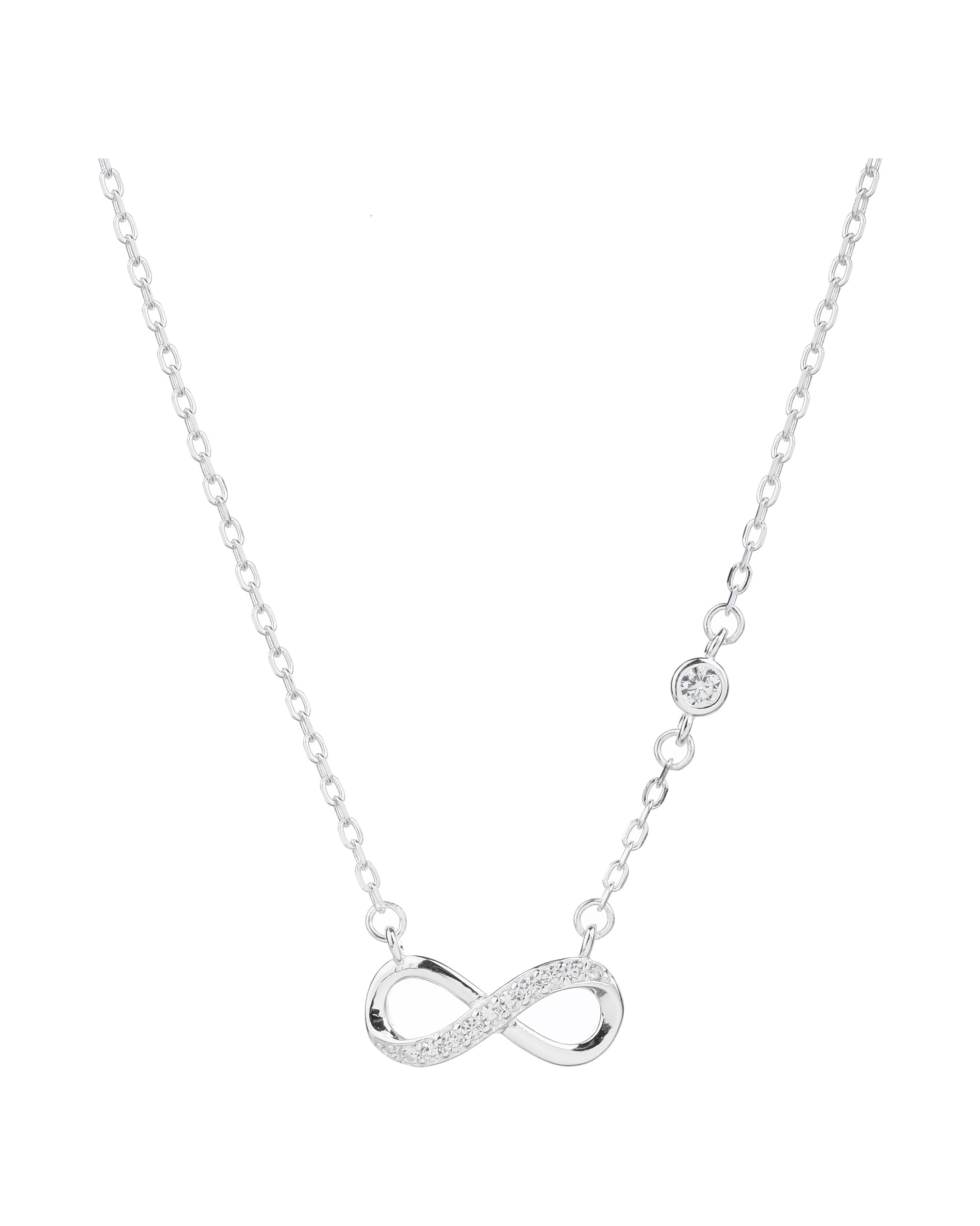 Collar sencillo de infinito con circonia blanca 45+5cm en plateado