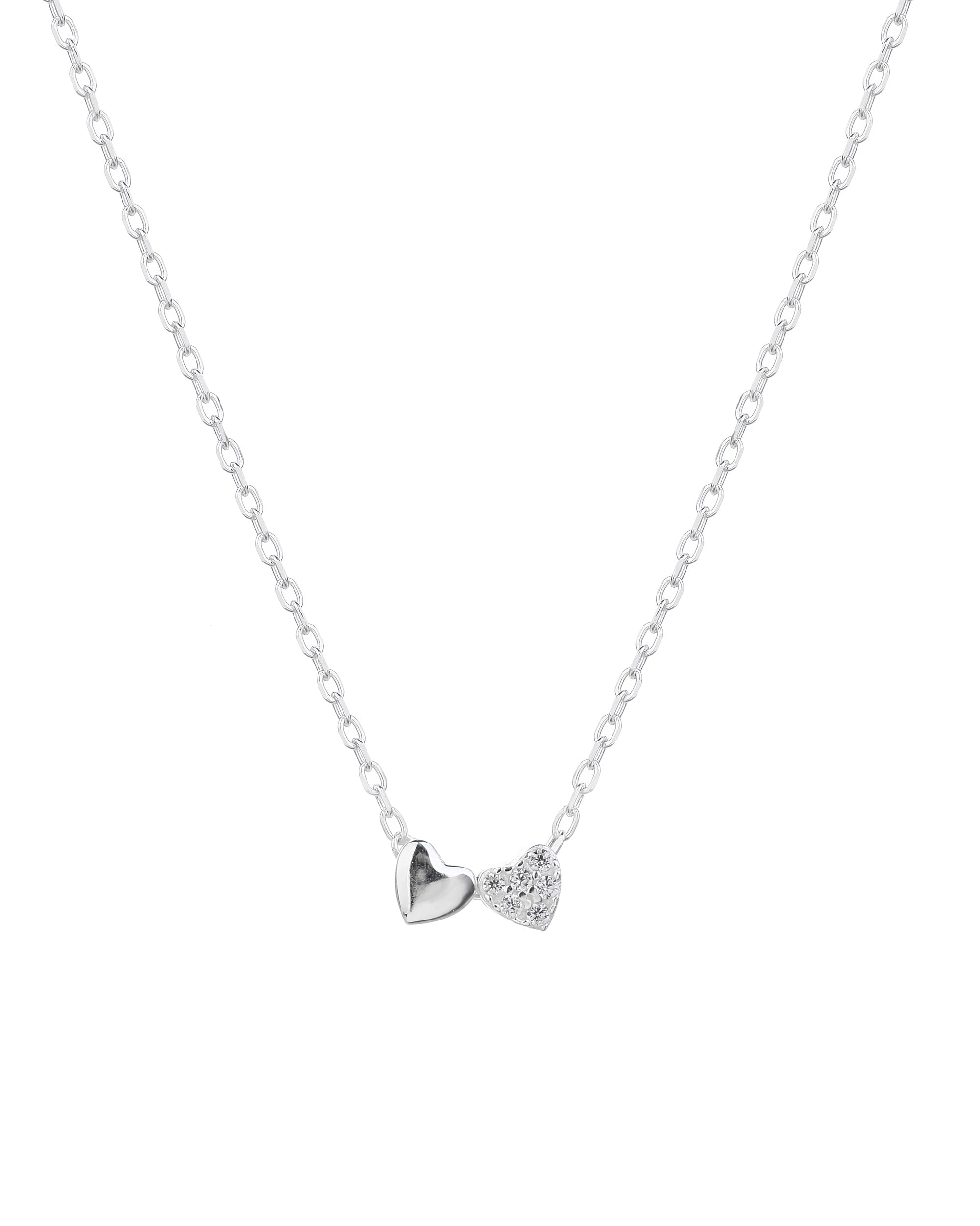 Collar de corazones con circonia blanca de 45+5cm en plateado