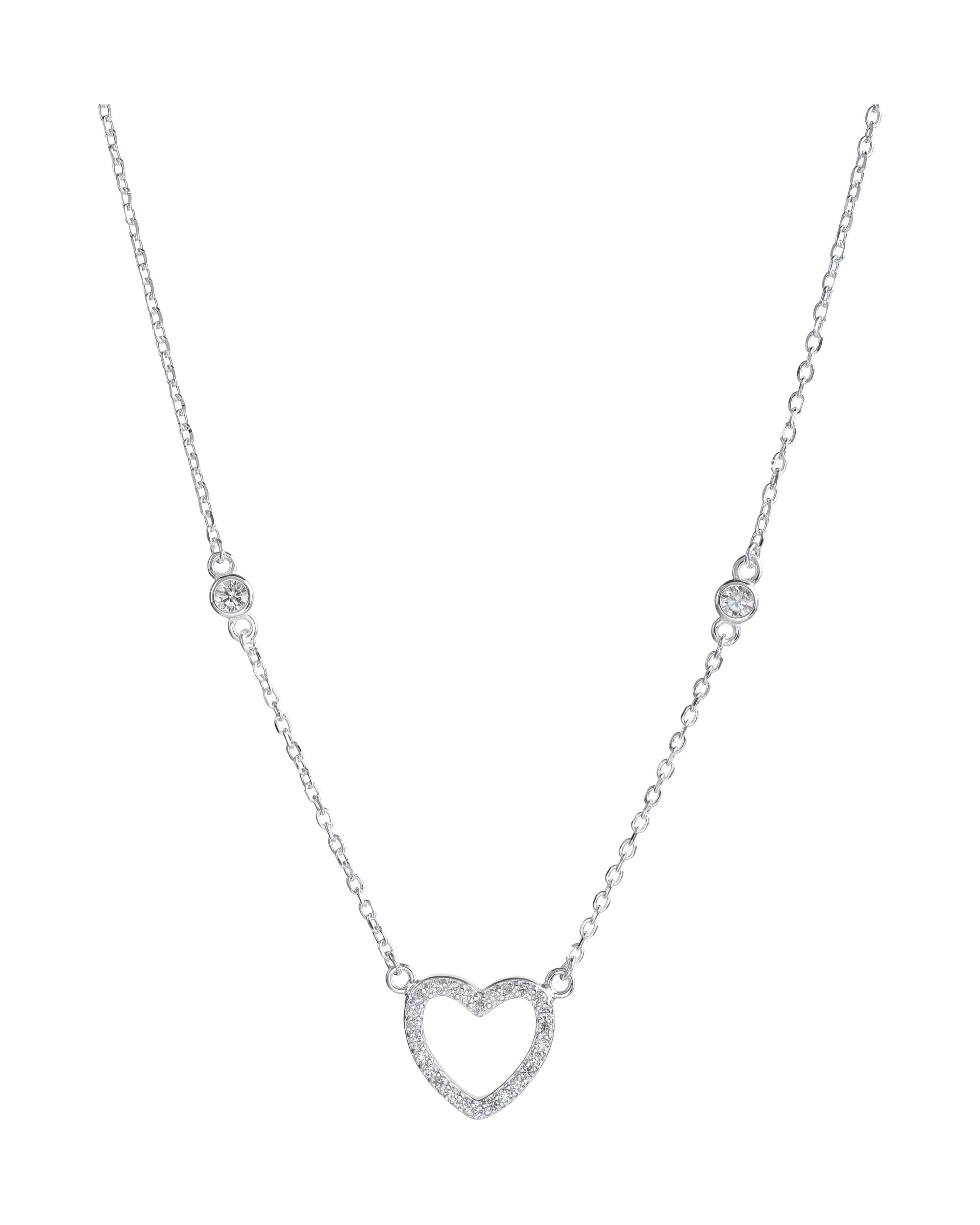 Collar sencillo de corazon con circonia blanca 45+5cm en plateado