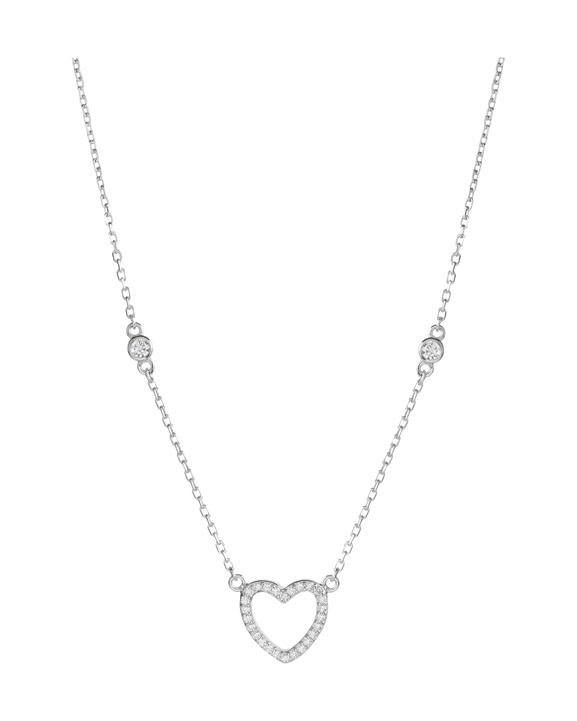 Collar sencillo de corazon con circonia blanca 45+5cm en rodizado