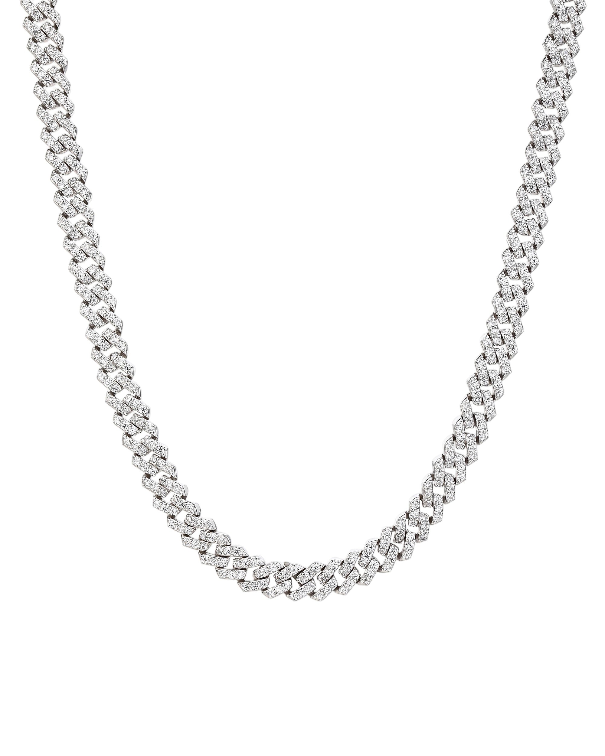 Collar cubano con circonia blanca de 45cm en rodizado
