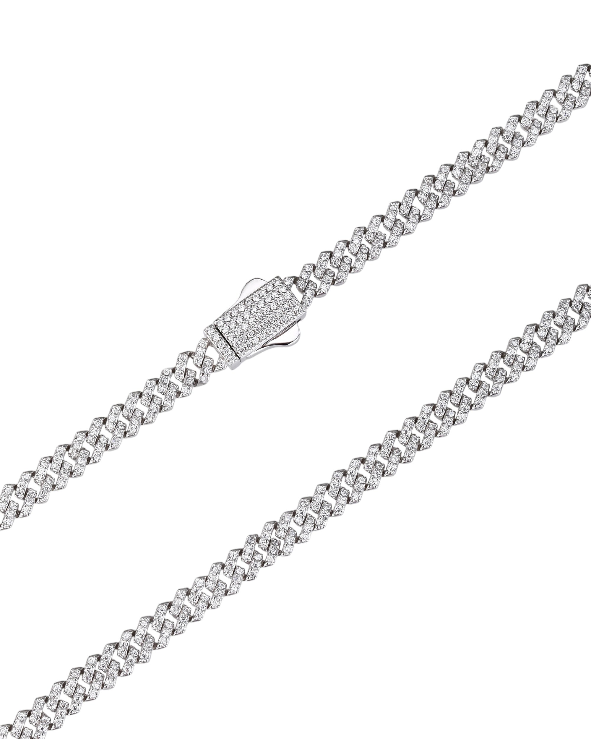 Collar cubano con circonia blanca de 45cm en rodizado