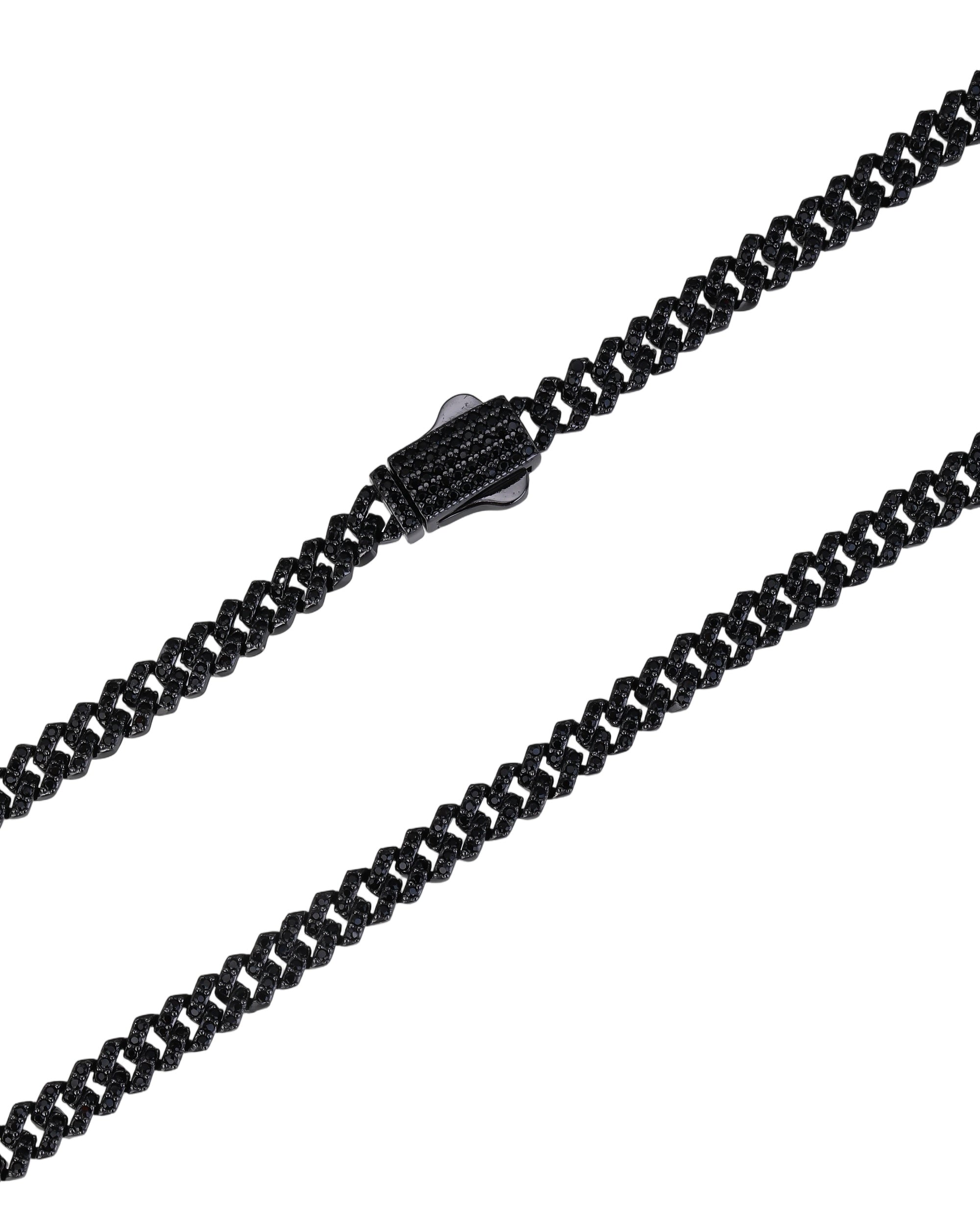 Collar cubano con circonia negro de 55cm en rodio negro