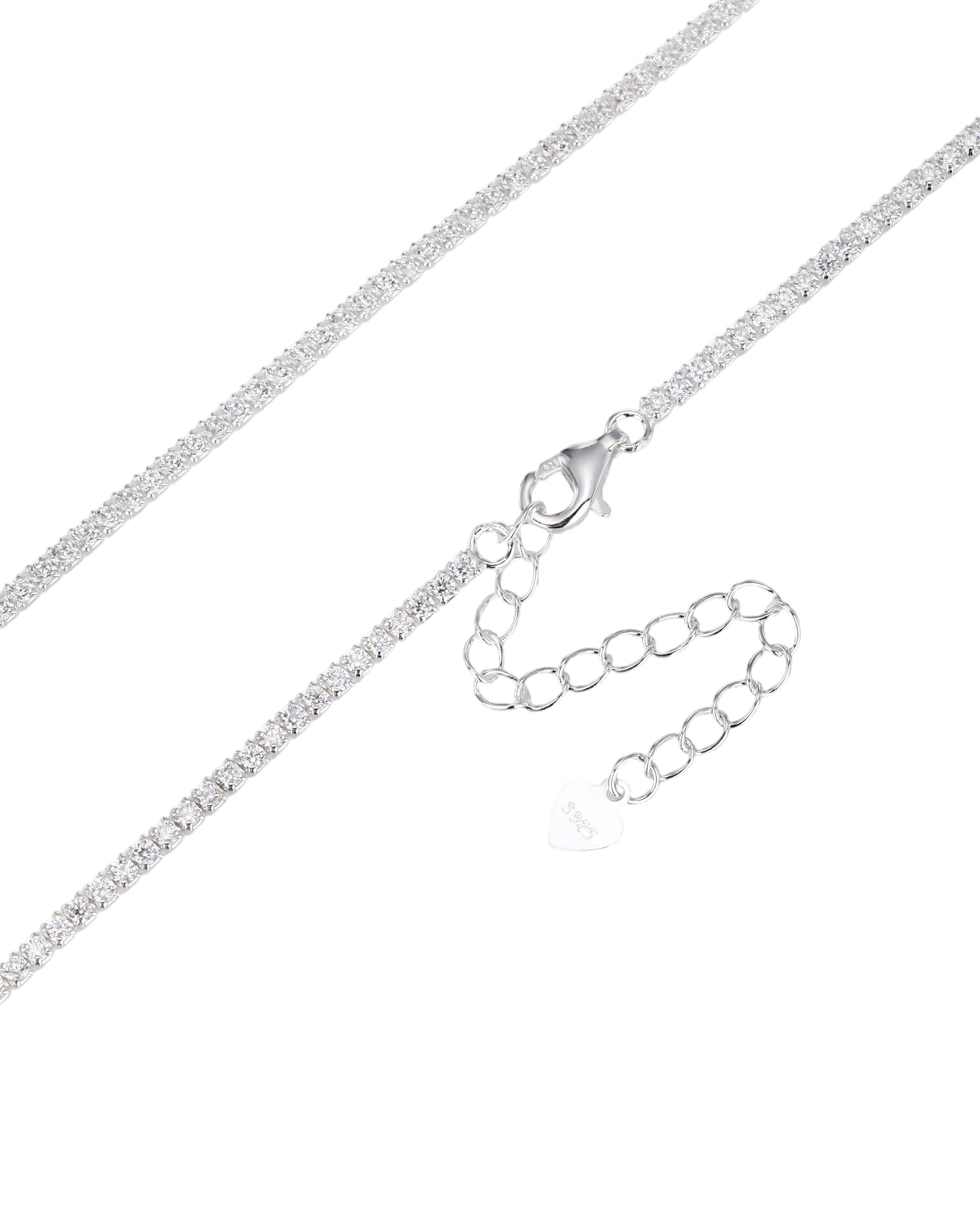 Collar tenis 175mm con circonia blanca de 40+5cm en plateado