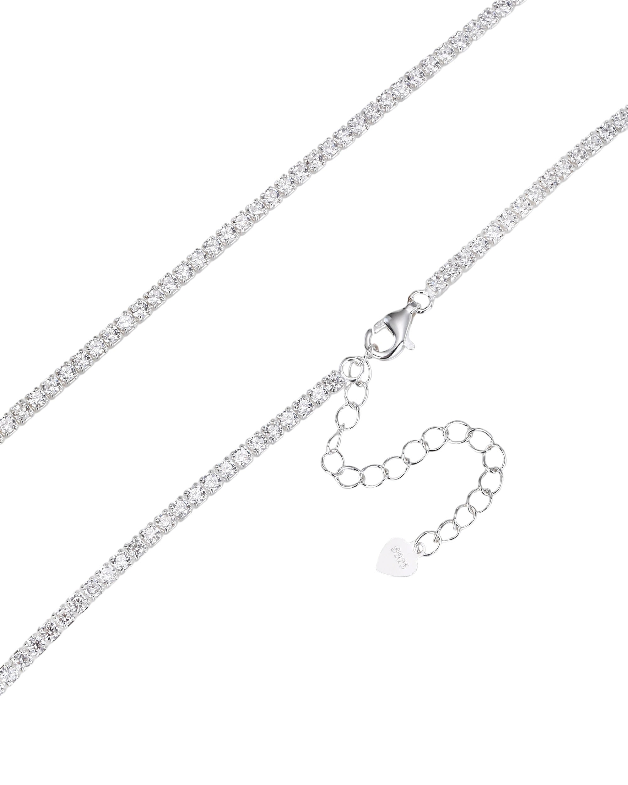 Collar tenis 200mm con circonia blanca de 40+5cm en plateado