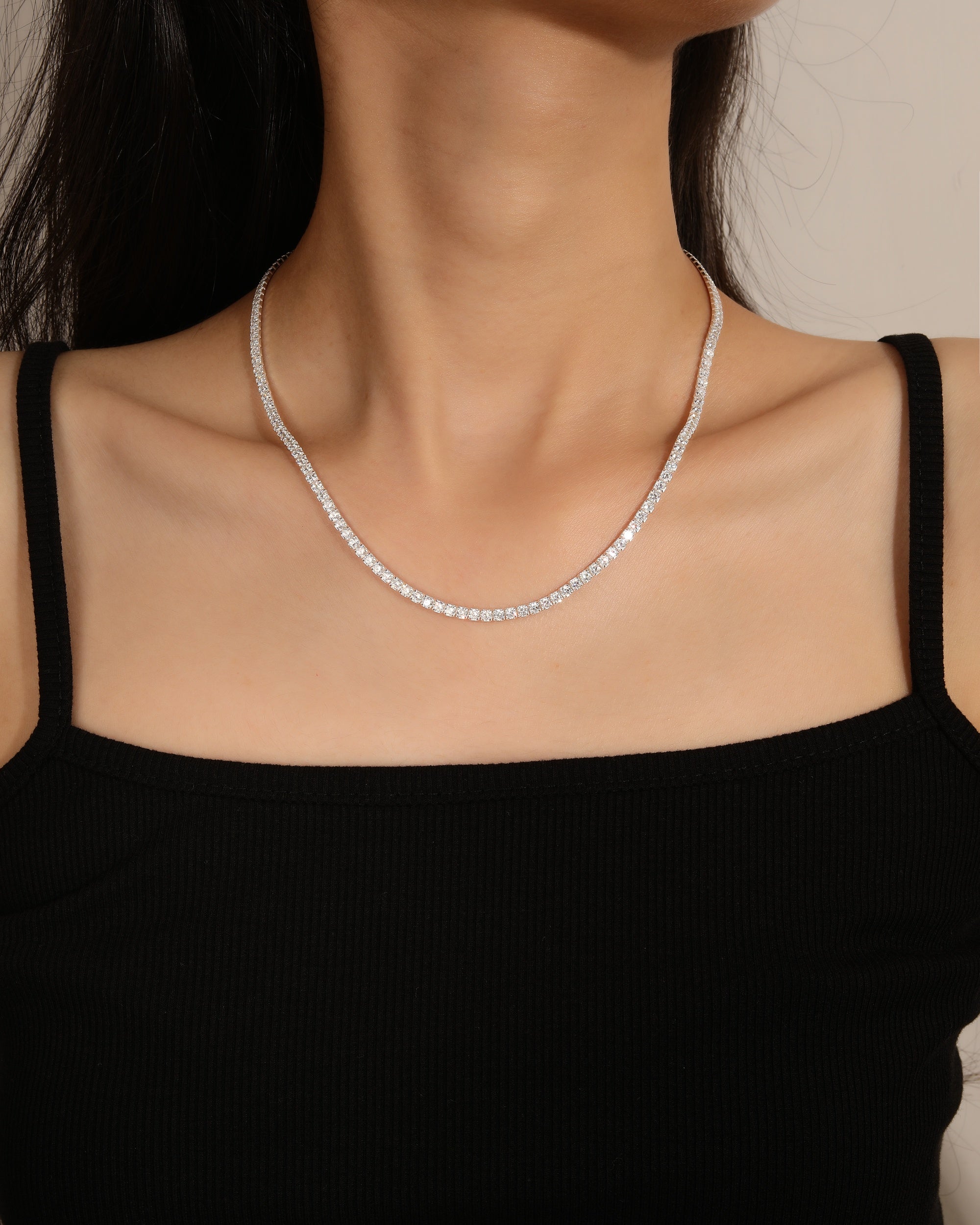 Collar tenis 250mm con circonia blanca de 42cm en plateado