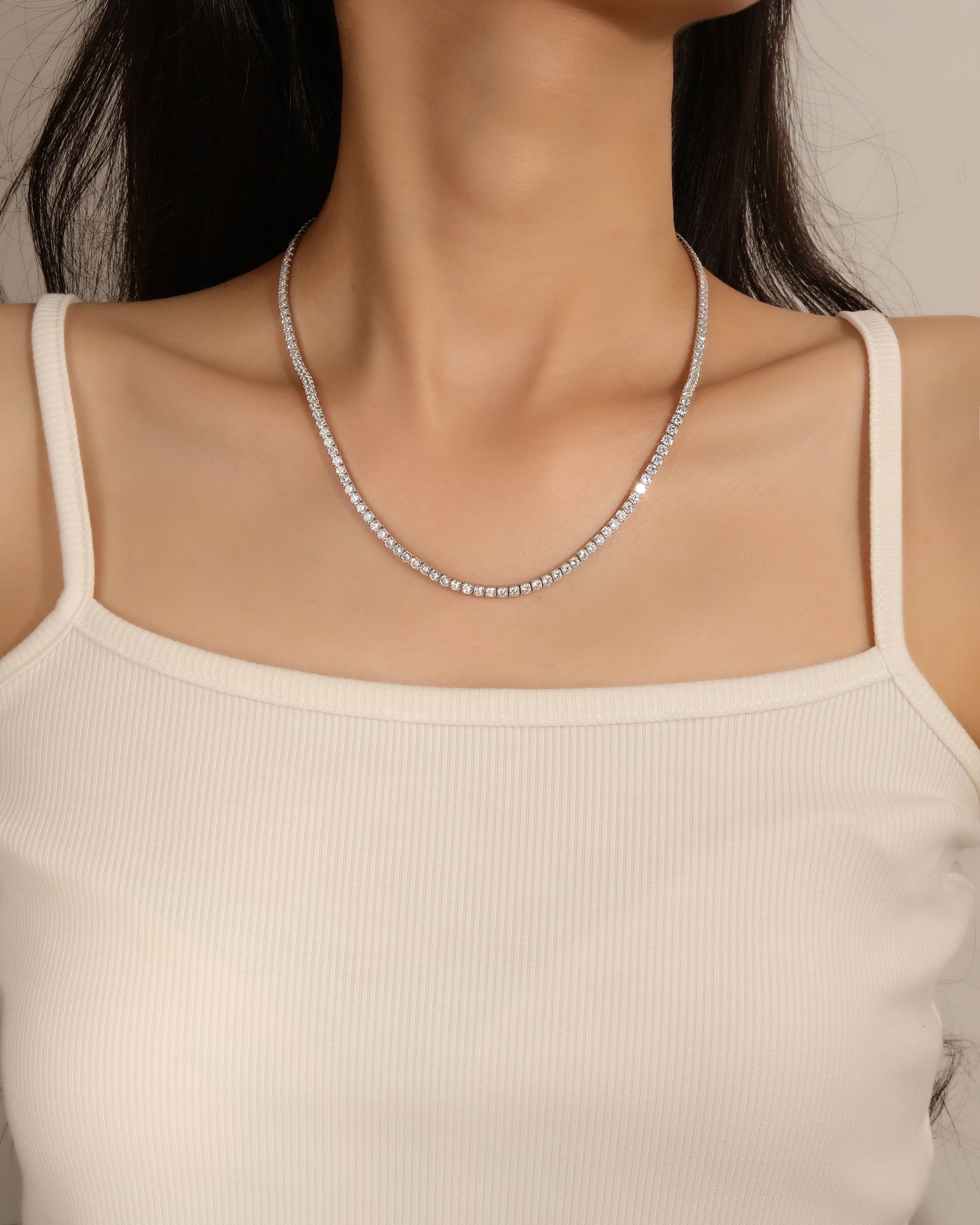 Collar tenis 250mm con circonia blanca de 42cm en rodizado